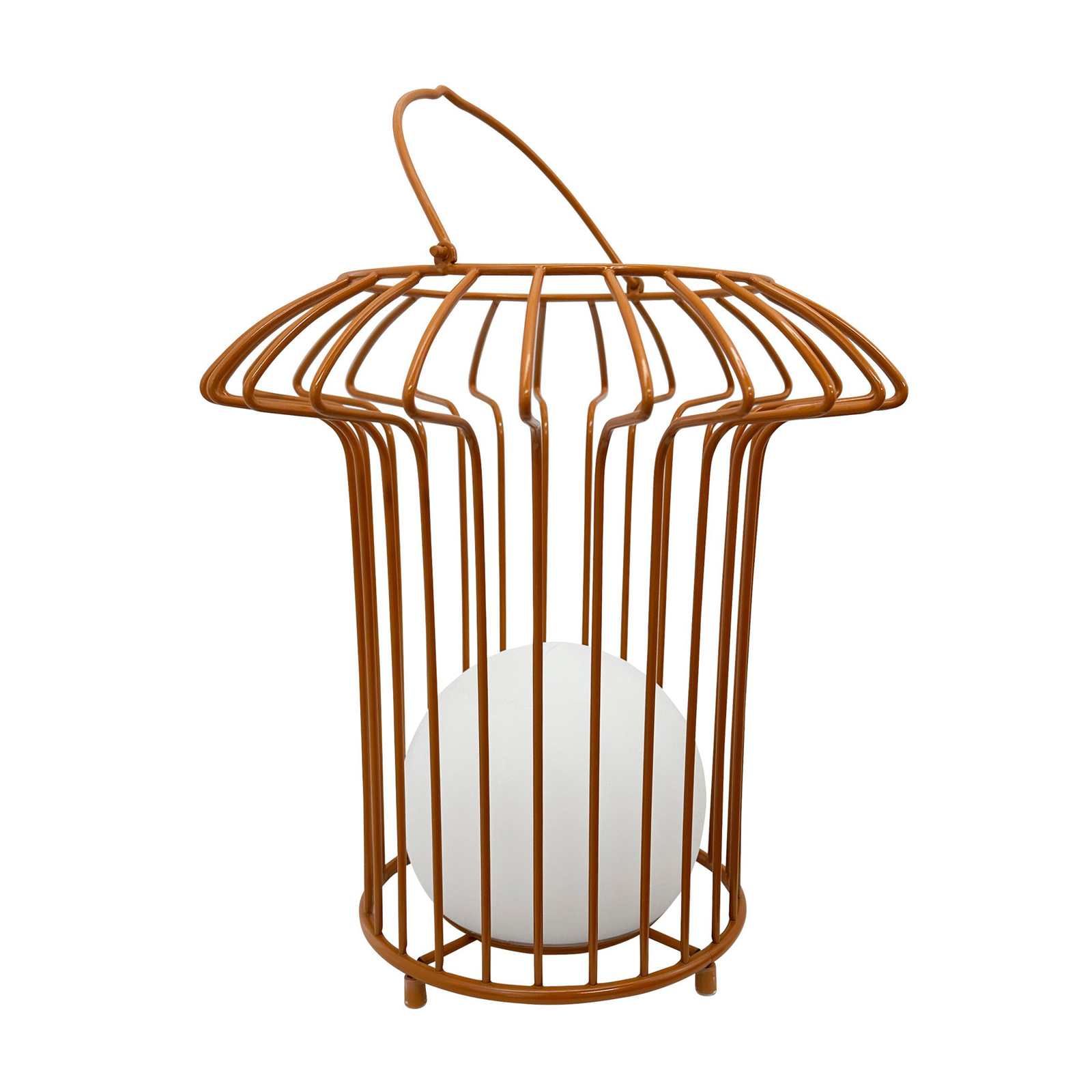 Dyberg Larsen Lámpara de mesa LED recargable Cesta, terracota, metal