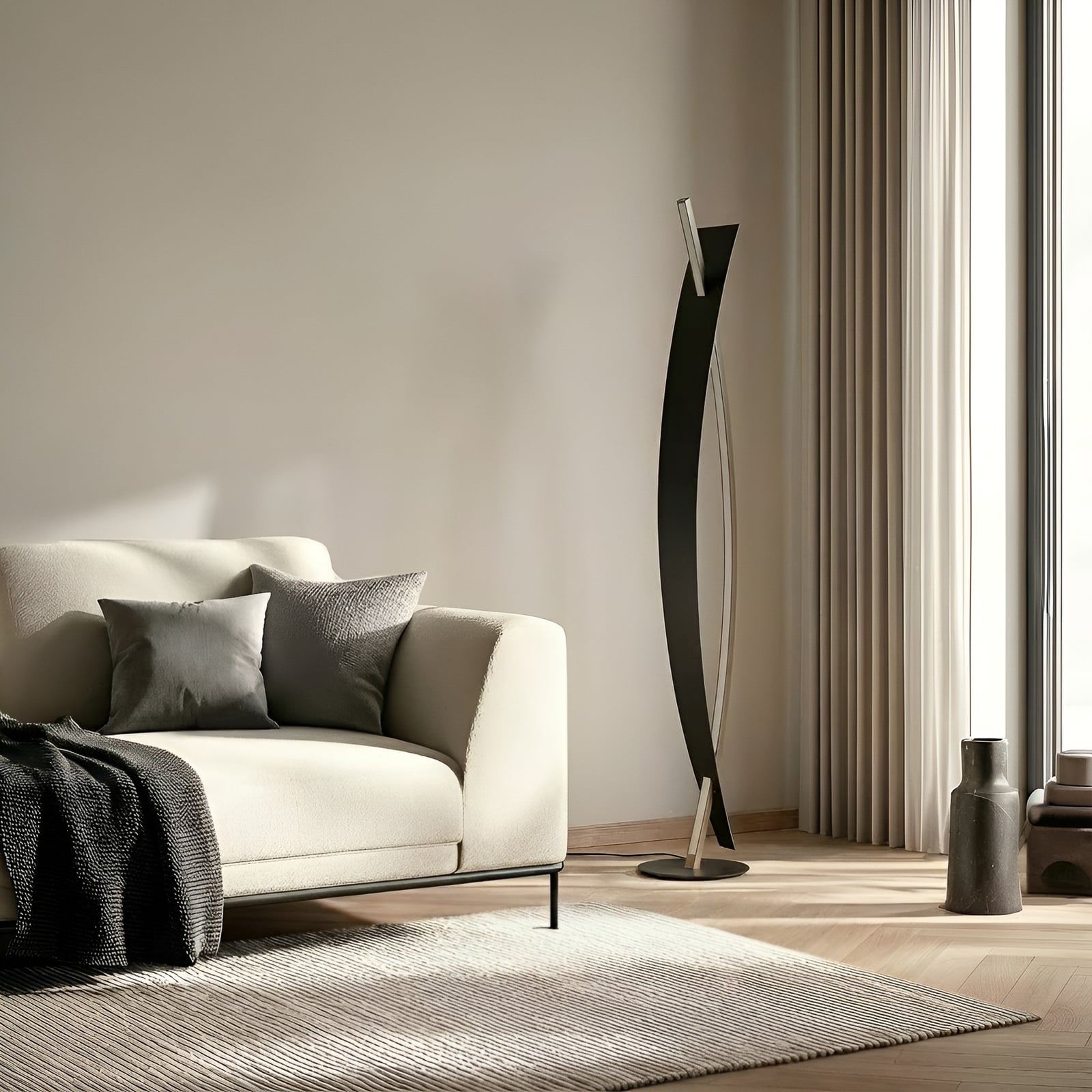 Lucande LED-Stehleuchte Marija, schwarz, Metall, Höhe 140 cm