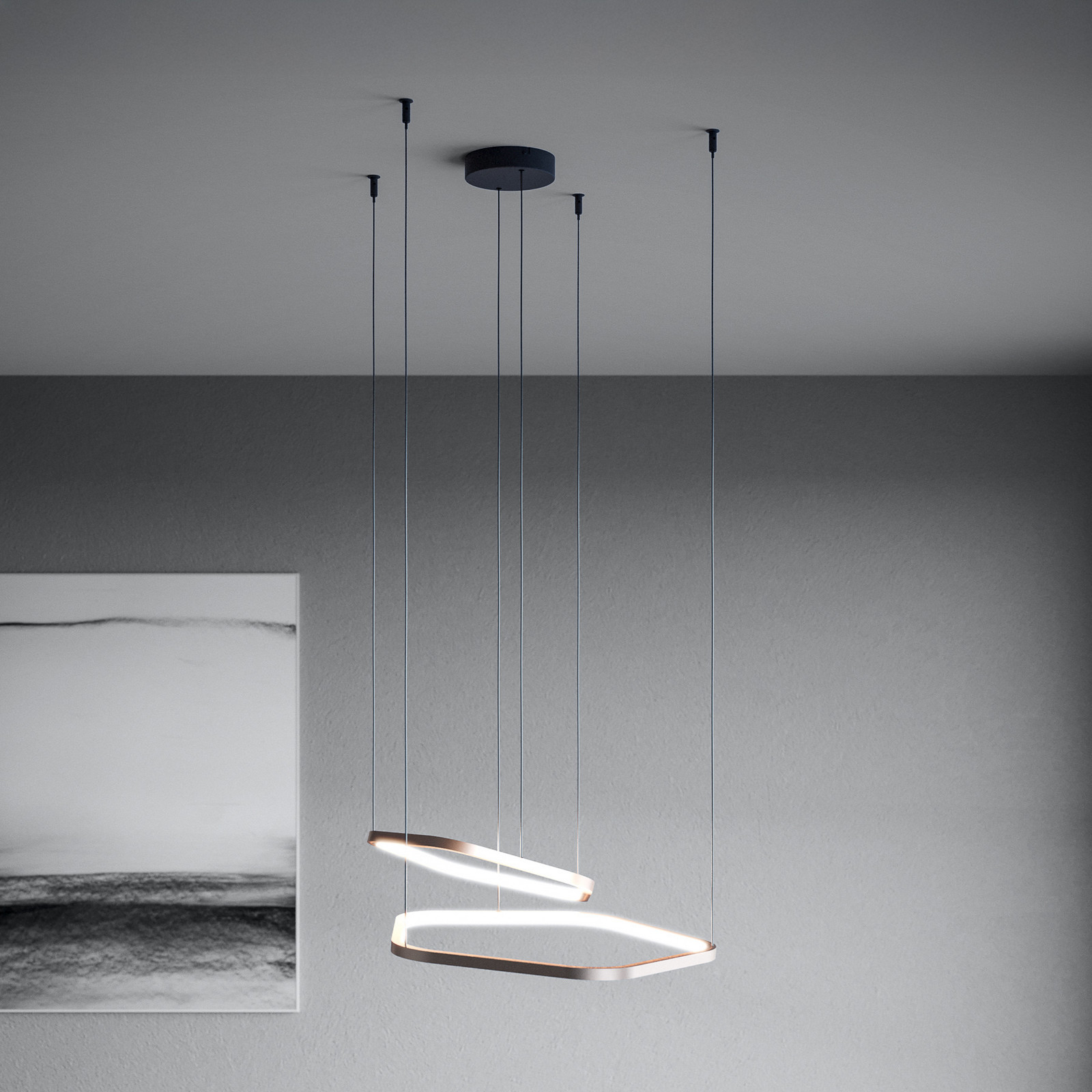 Lampă suspendată LED Stars of Light Estrella bronz 2 becuri CCT - Camera de zi / sufragerie - Modern - bronz / negru - Aluminiu