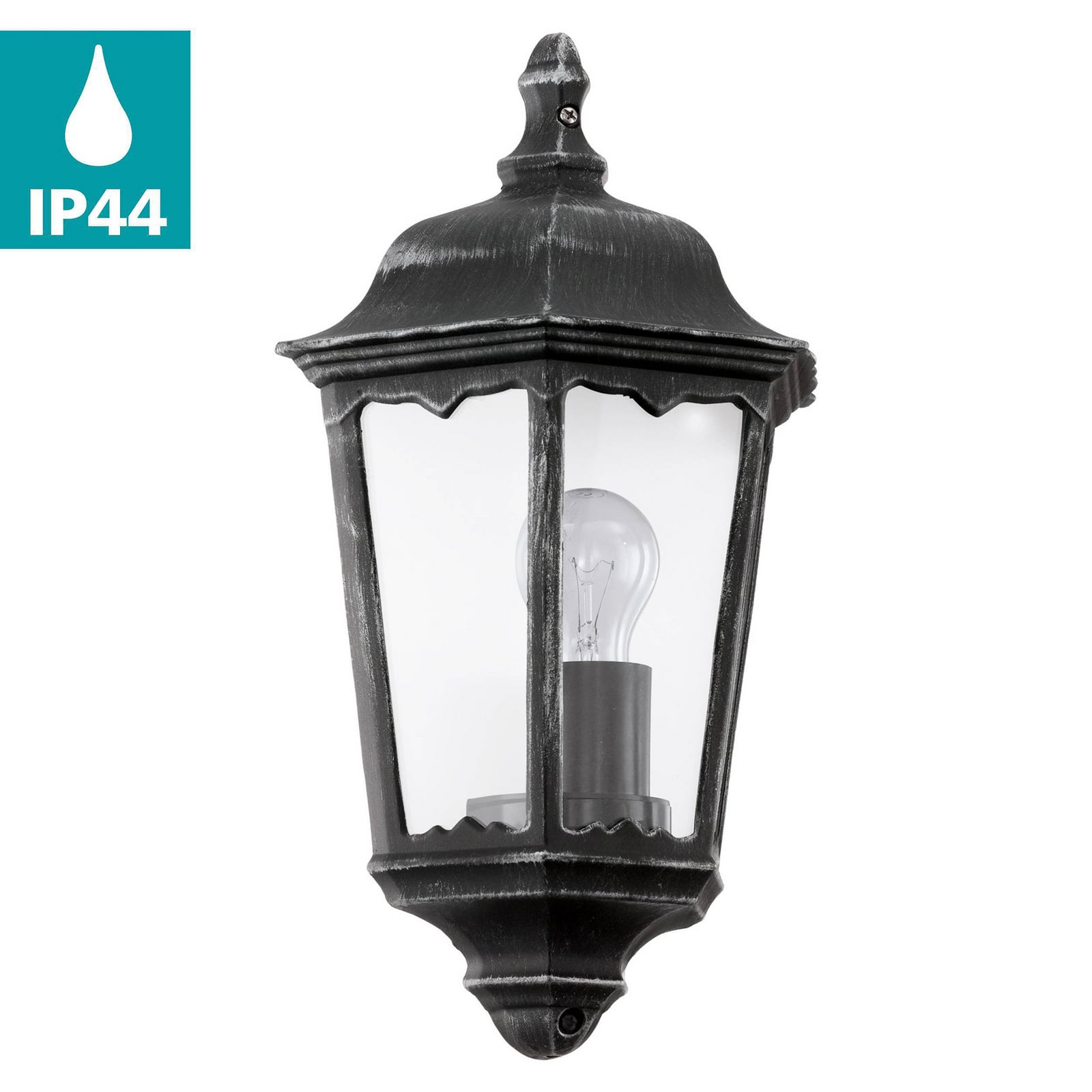 Außenwandlampe Navedo, schwarz/silber, Höhe 43 cm, bündig