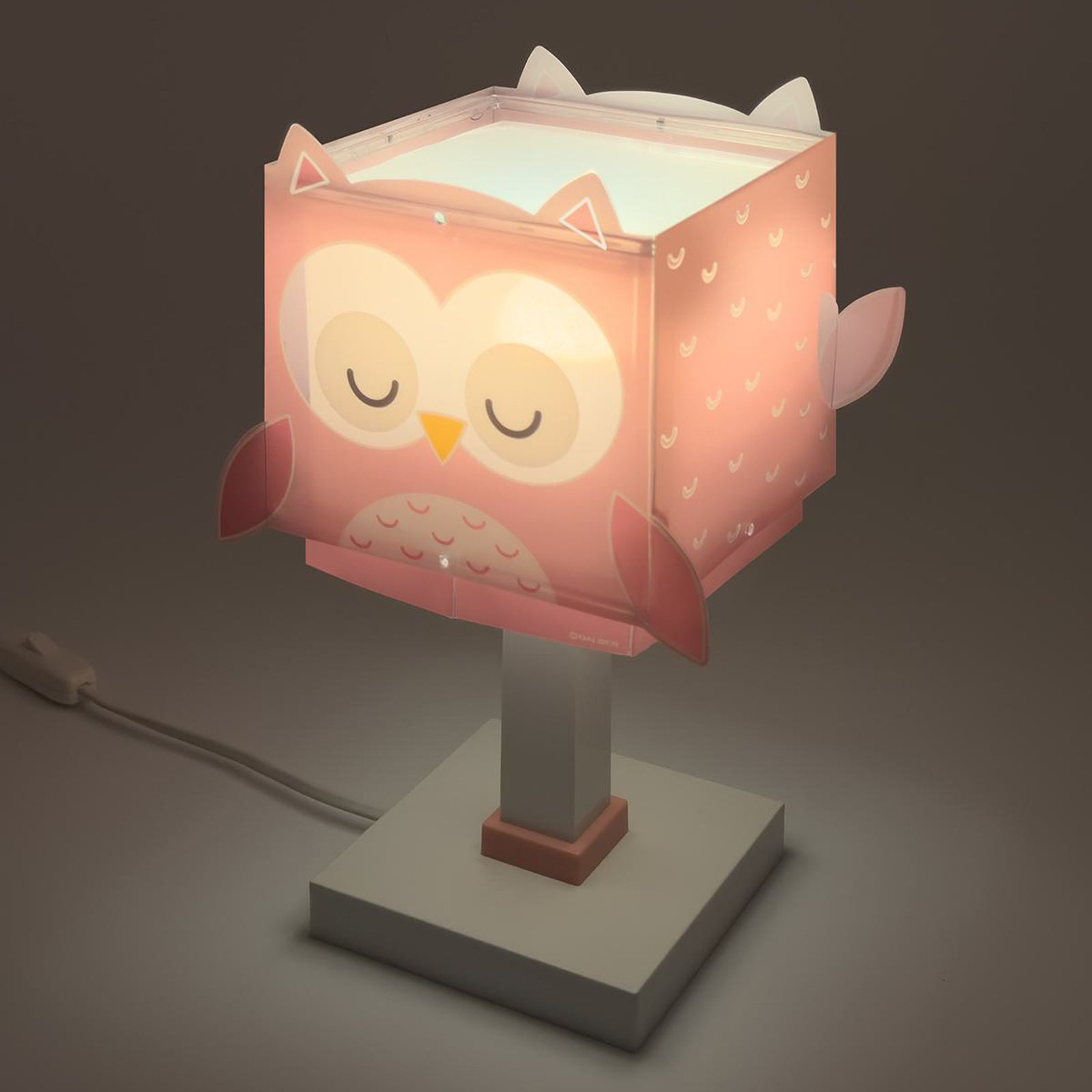 Dalber Little Owl table lamp, pink