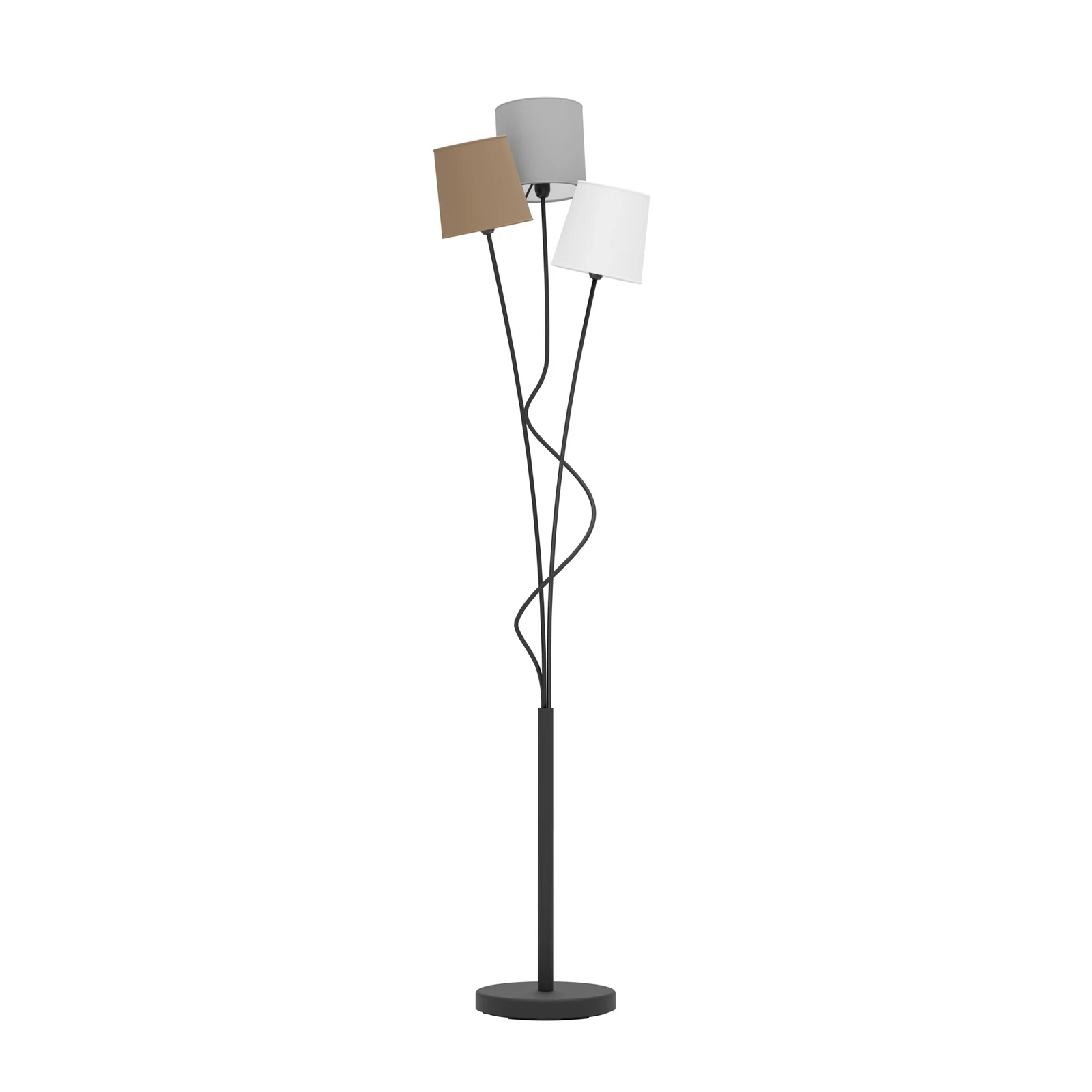 Lampadaire Maronda avec trois abat-jour en tissu