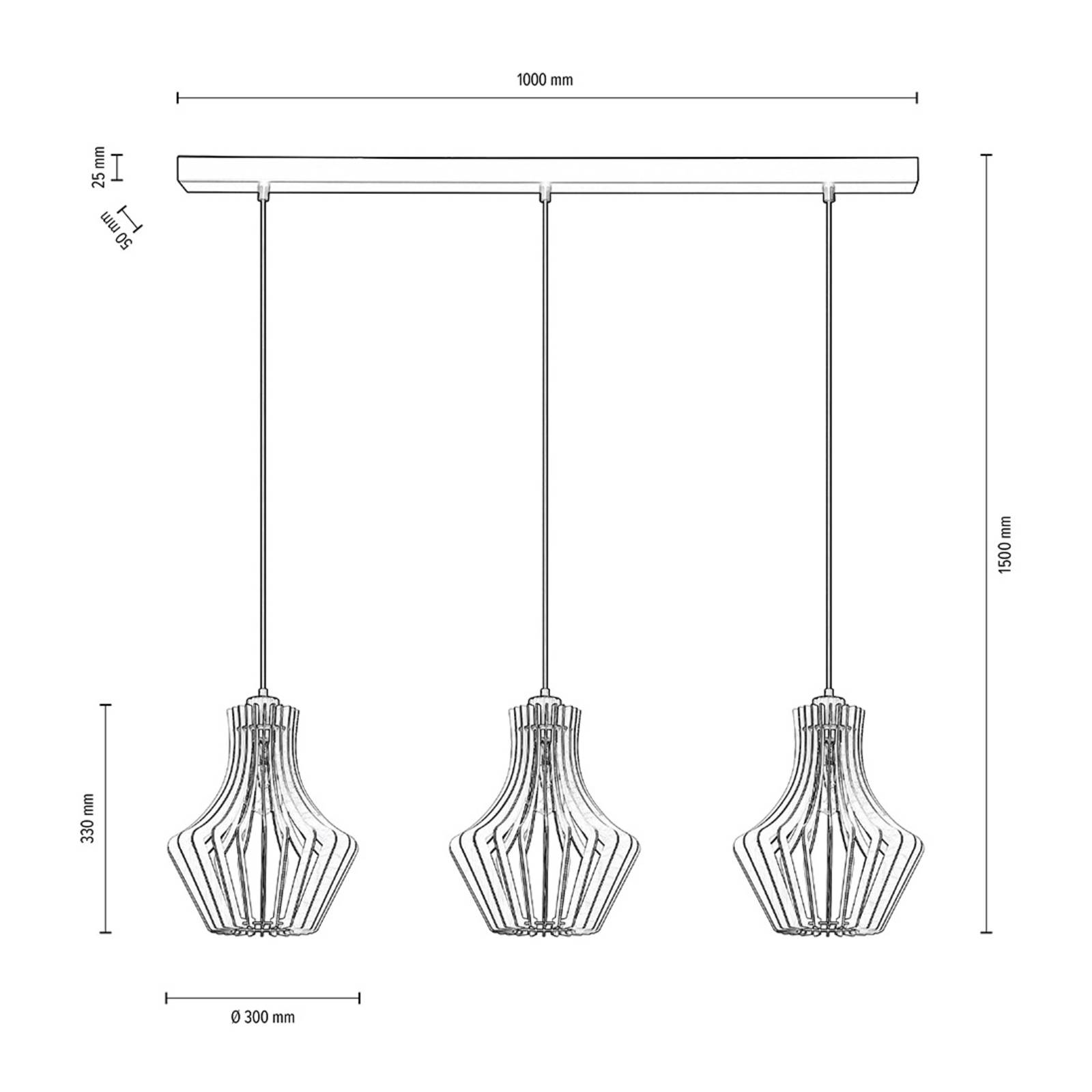 Envolight Floj suspension, bouleau, à 3 lampes