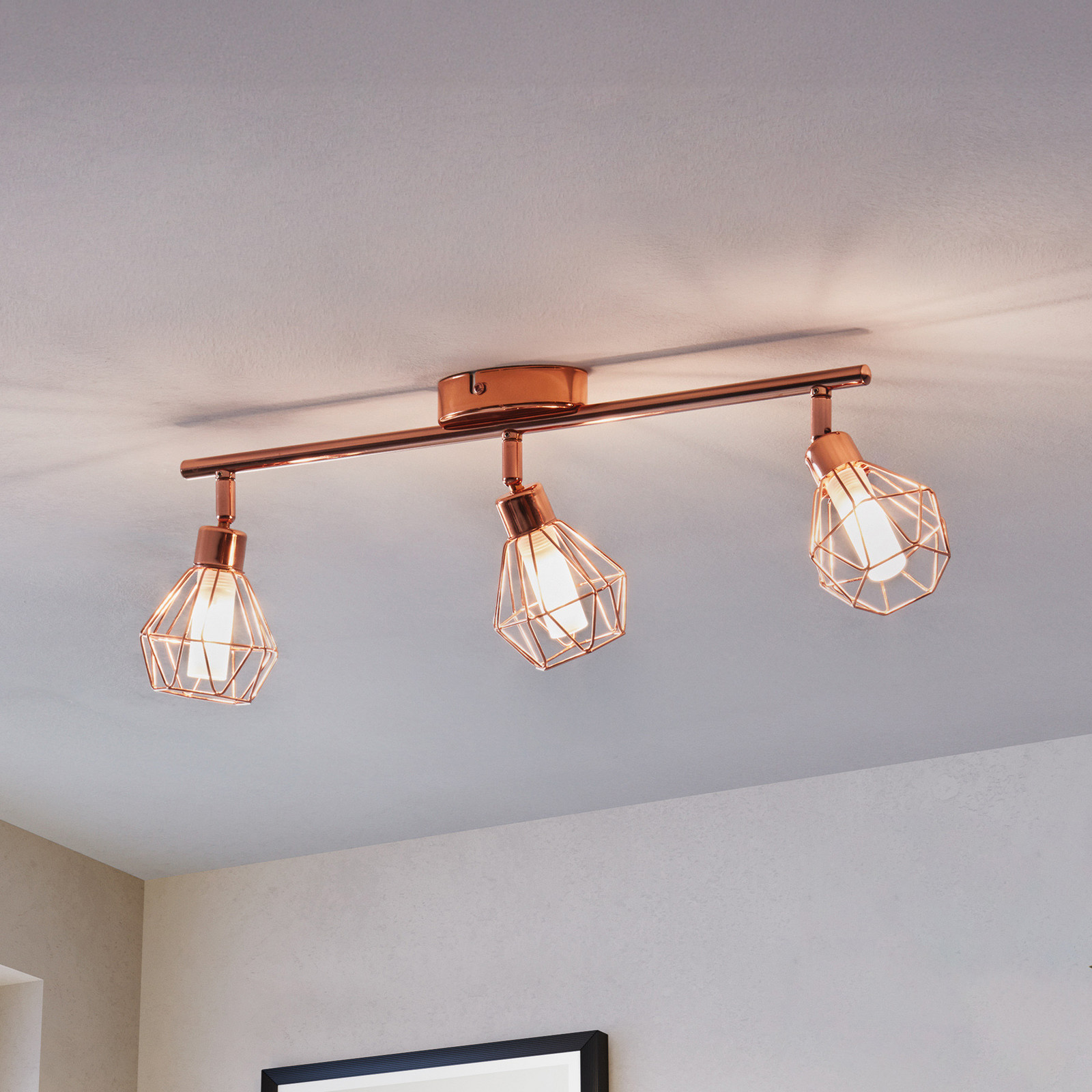 EGLO Zapata plafonieră LED trei surse - Camera de zi / sufragerie - Viața tânără - cupru - Metal