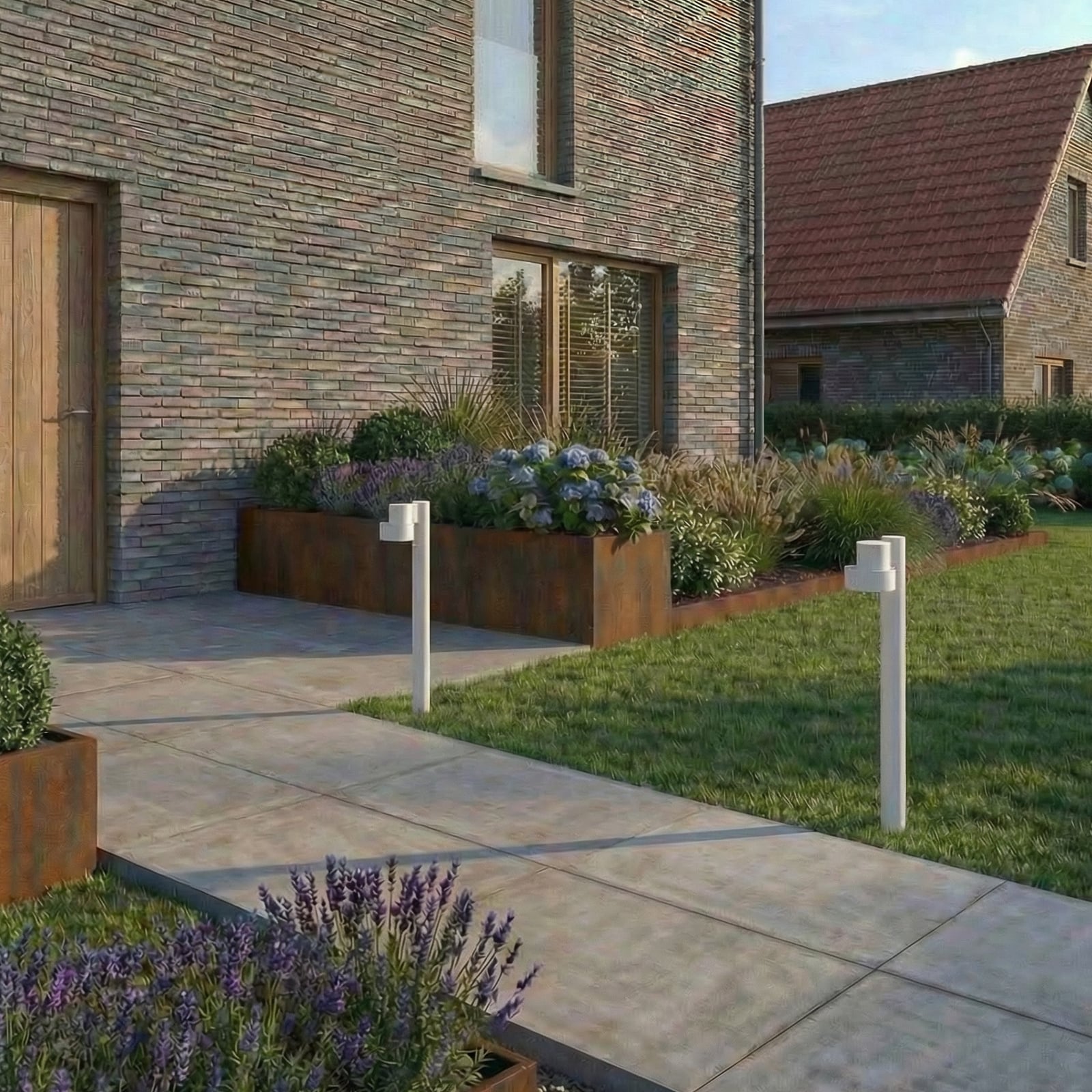 Bolardo luminoso LED Lucande Elune, gris, IP44, altura 77 cm