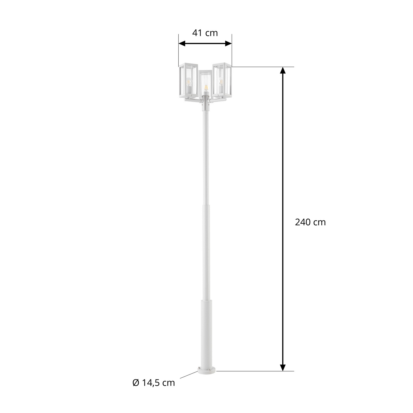 Candeeiro de exterior Siveta, altura 240 cm, 3 lâmpadas, cinzento claro - Candeeiro de exterior Siveta, altura 240 cm, 3 lâmpadas, cinzento claro -
