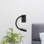 LED wall reading lamp Cio, switch, flex arm, 930, black