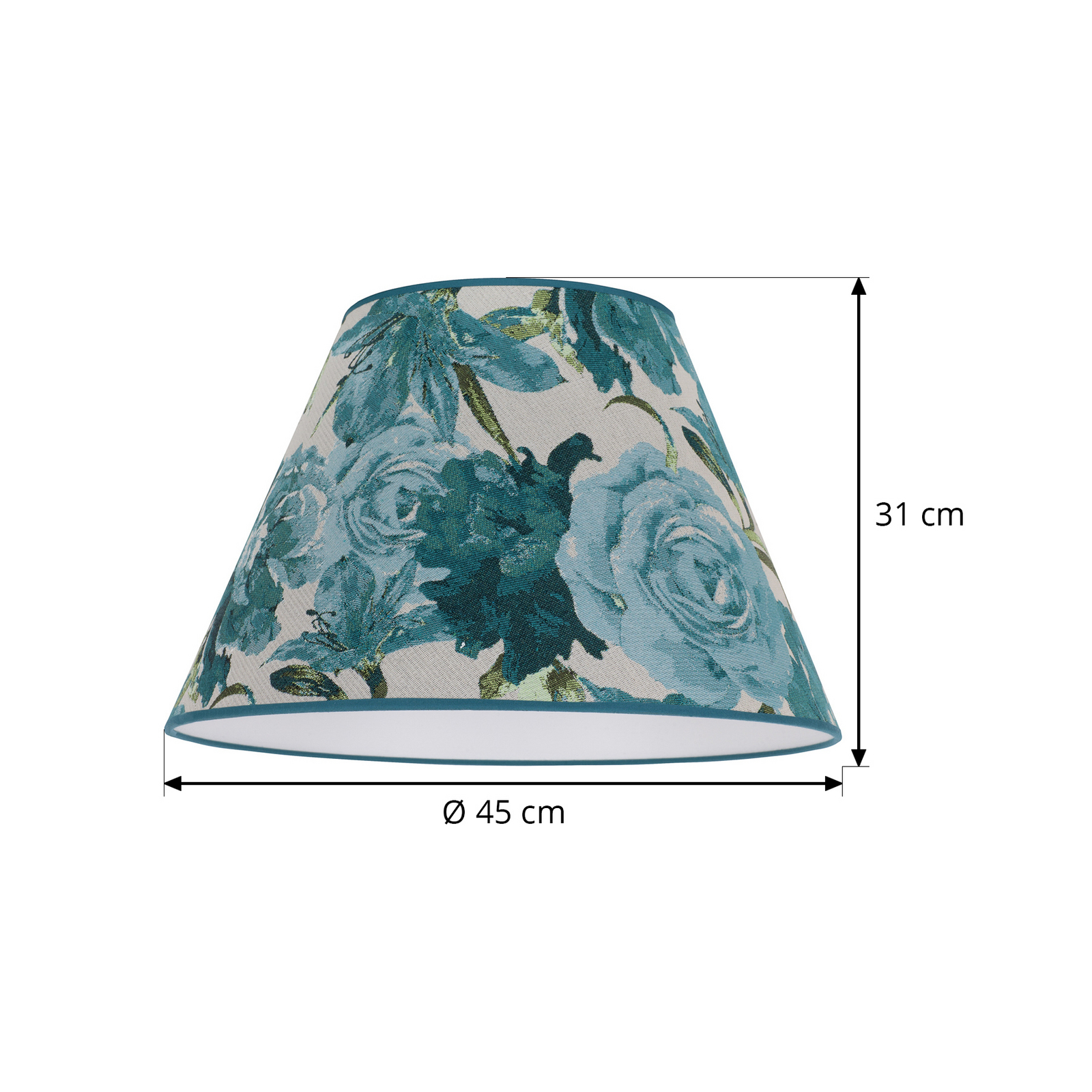 Lampenschirm Sofia Höhe 31 cm, Blumenmuster türkis Lampenschirm Sofia Höhe 31 cm, Blumenmuster türkis