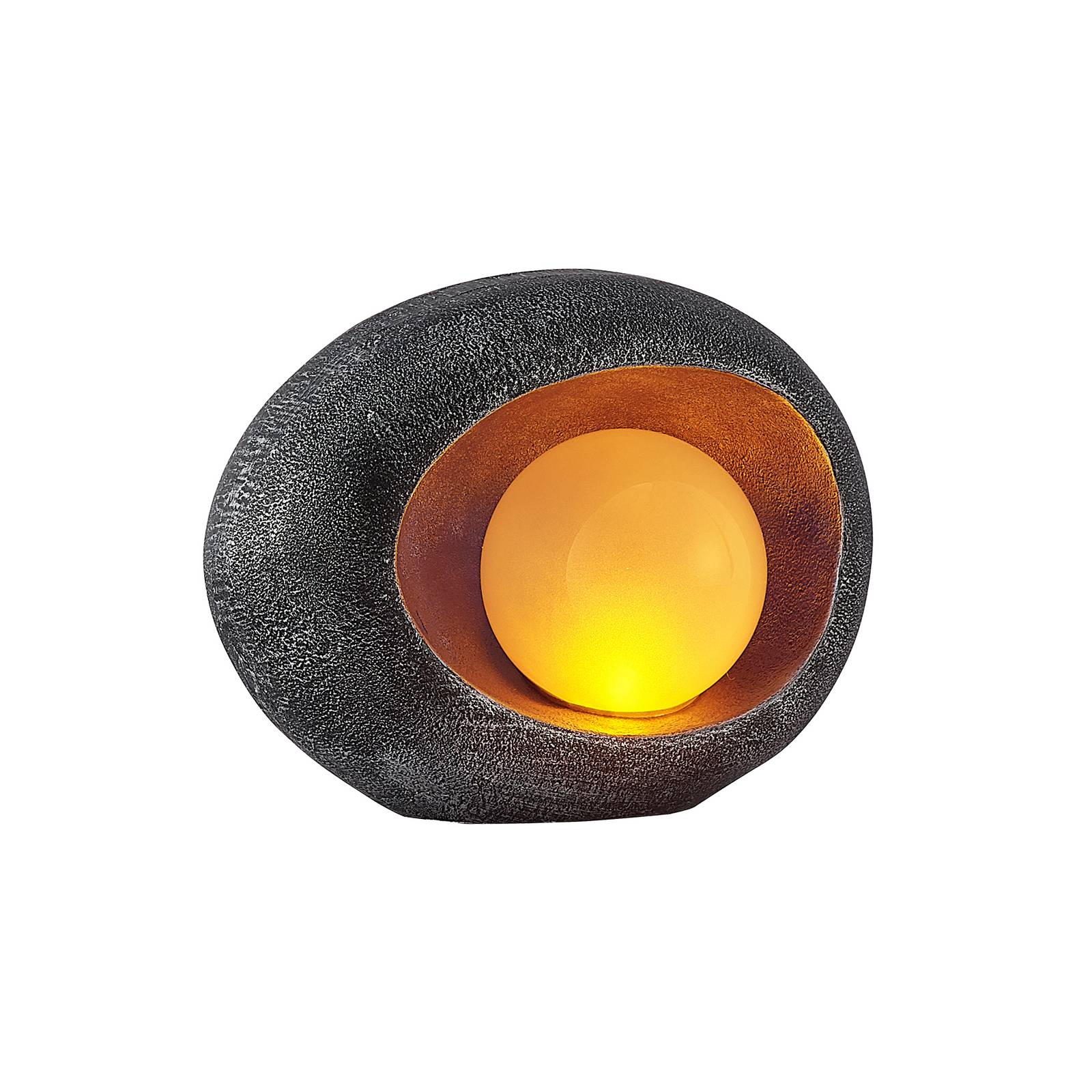 Lindby Tigran LED solar light, silver, blue, artificial stone, 0.06 W, W: 21 cm, H: 10 cm