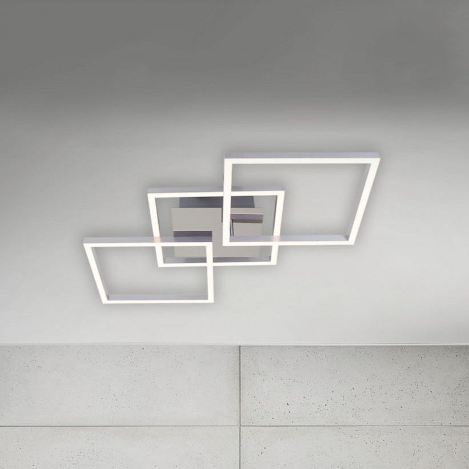 Briloner Plafonieră LED Frame step-dim crom-alu 76x37cm - Camera de zi / sufragerie - modern - aluminiu periat crom lucios - Metal
