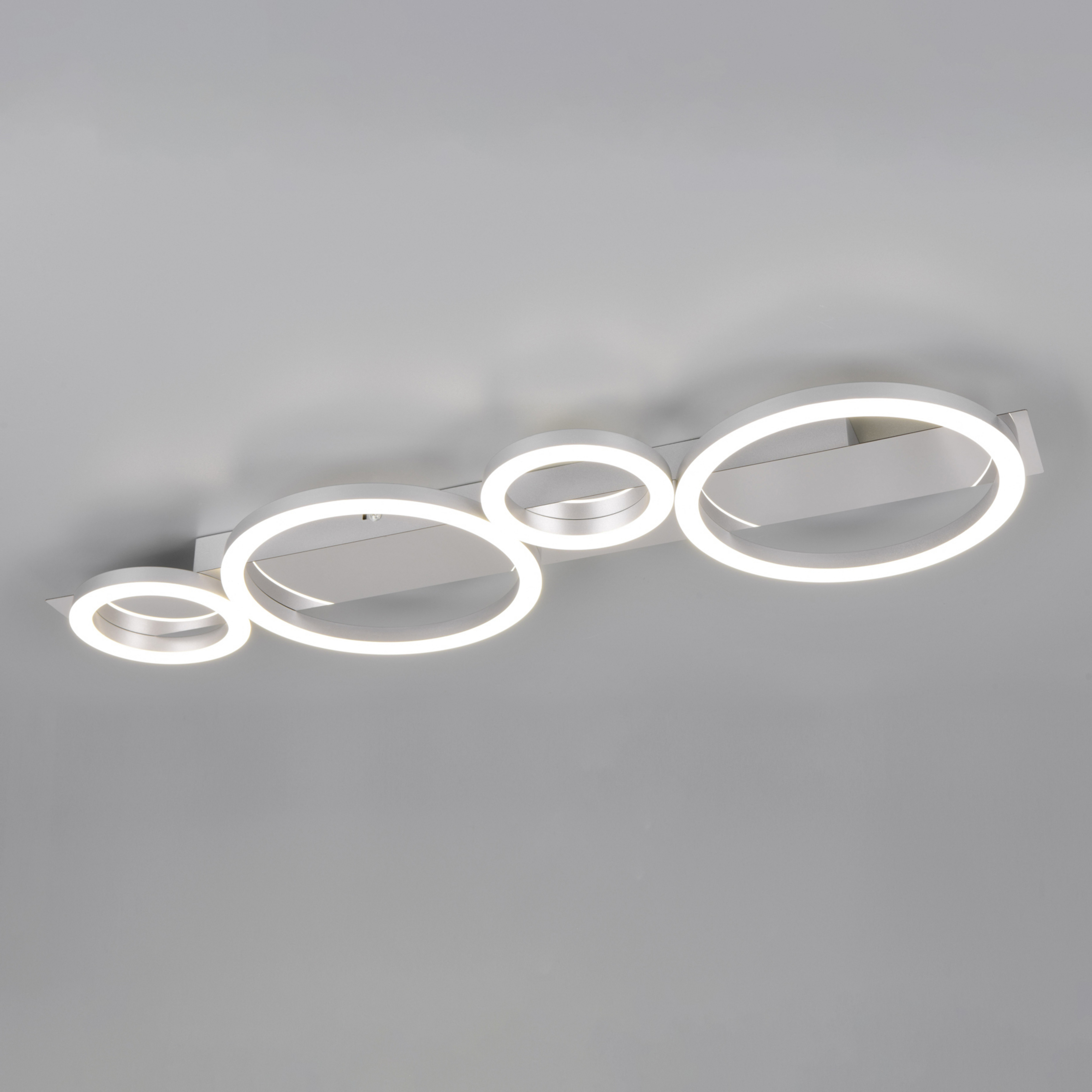 Lumos LED ceiling light, chrome, 4,000 K, metal, length 72 cm