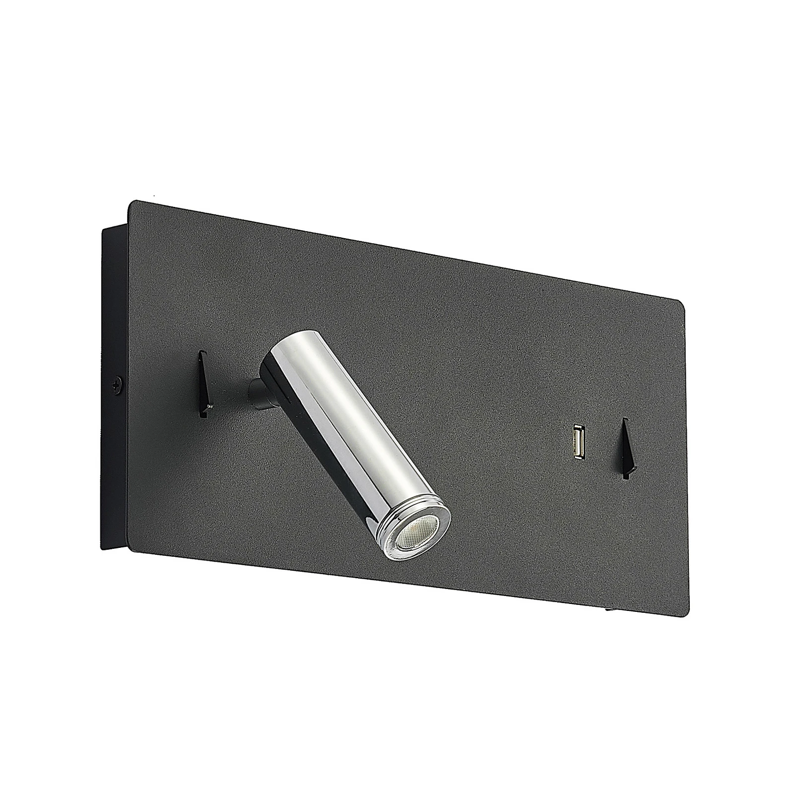 Lucande Applique a LED Kimo, 32 cm, nero, alluminio, USB