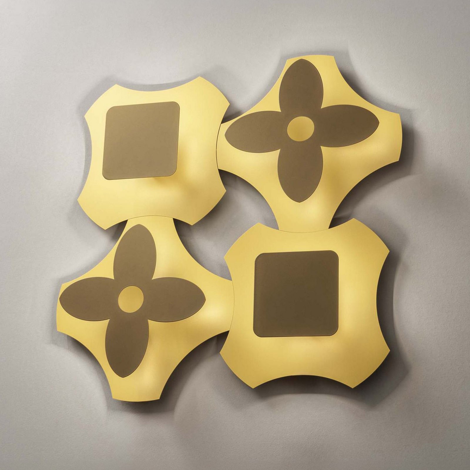 OLEV LED-Wandlampe ORNATO FLOWER, gold/braun, Metall 2.700 K