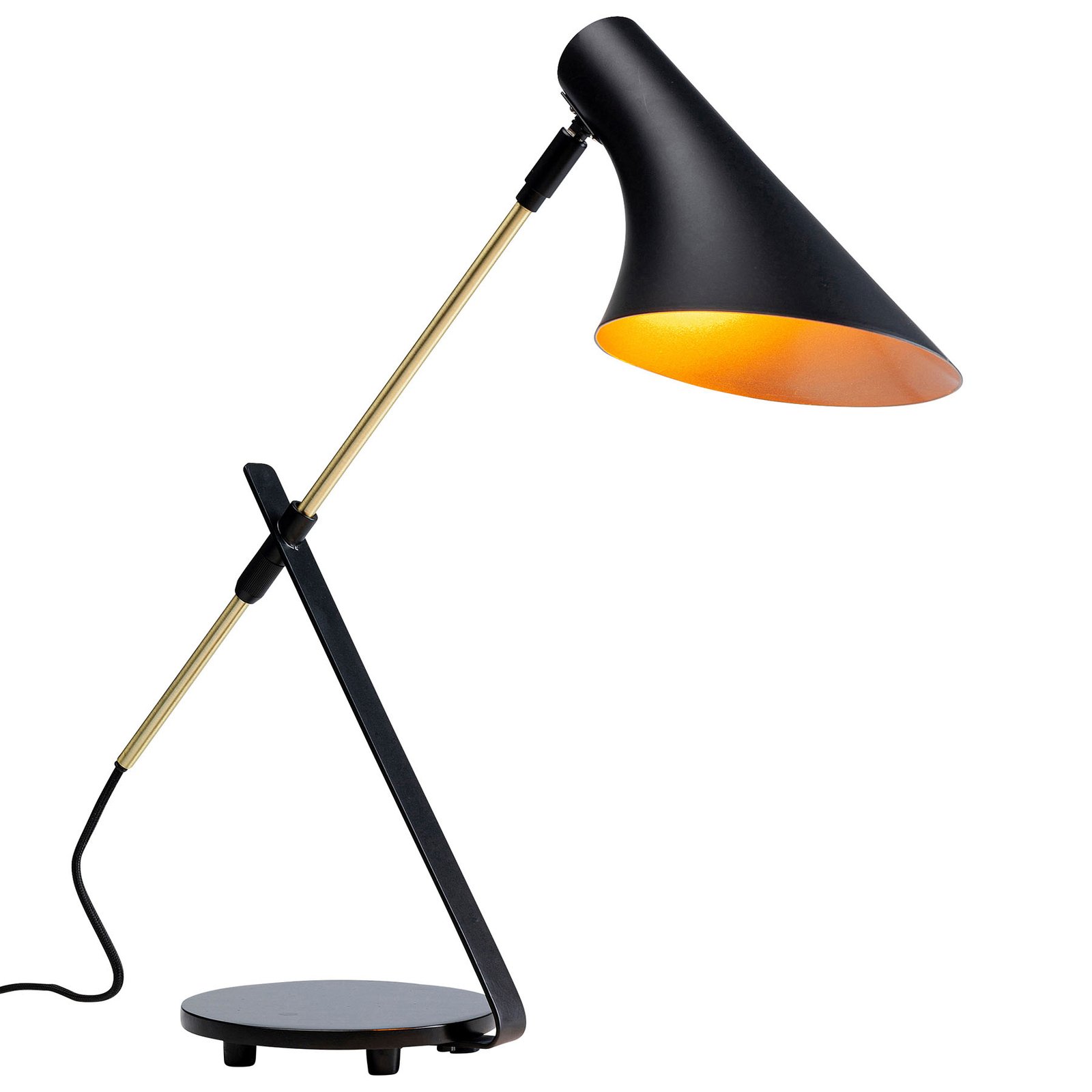 Kare KARE Axe table lamp black, contrast details, for Living / Dining Room, steel, aluminium, E14, 25 W, energy efficiency: A++, W: 16 cm, H: 58 cm