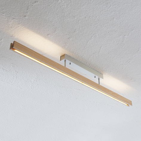 Plafonnier LED Alin en bois, chêne naturel, 138 cm