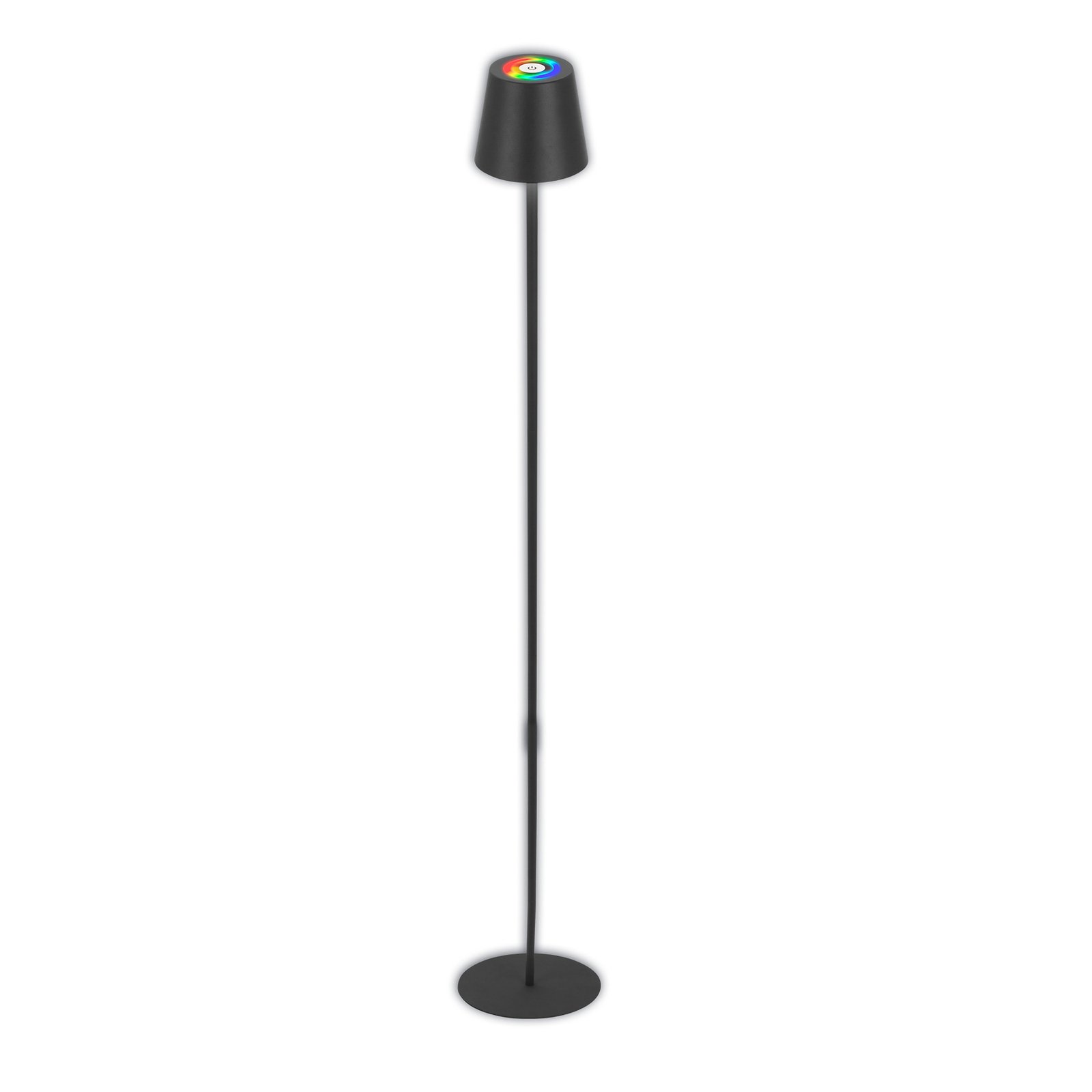 Coloris LED rechargeable floor lamp, black, RGB, dimmable, IP44, USB