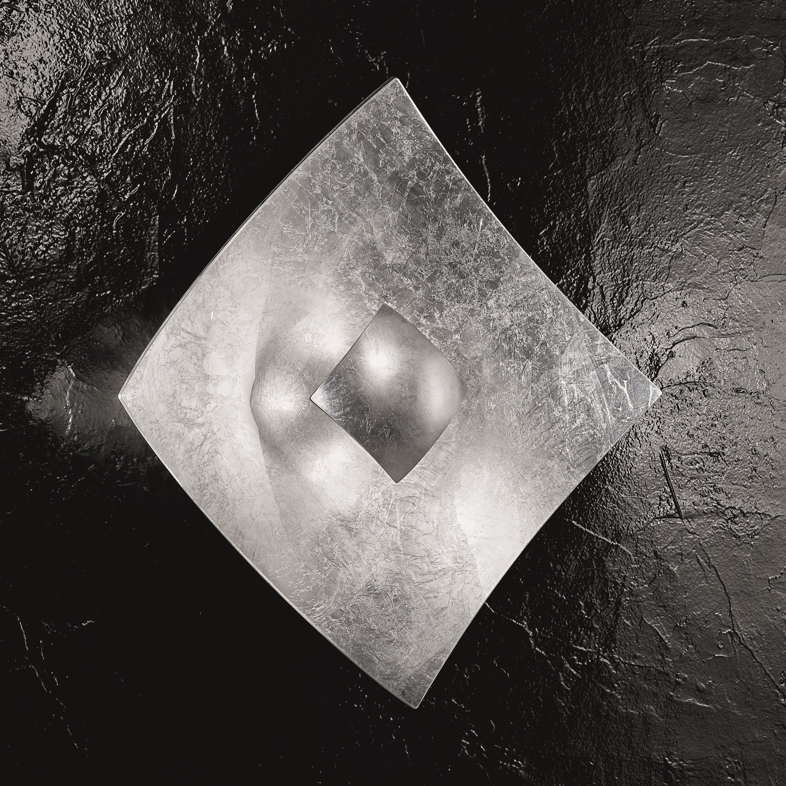 Wandlamp Quadrangolo in zilver, 18 x 18 cm