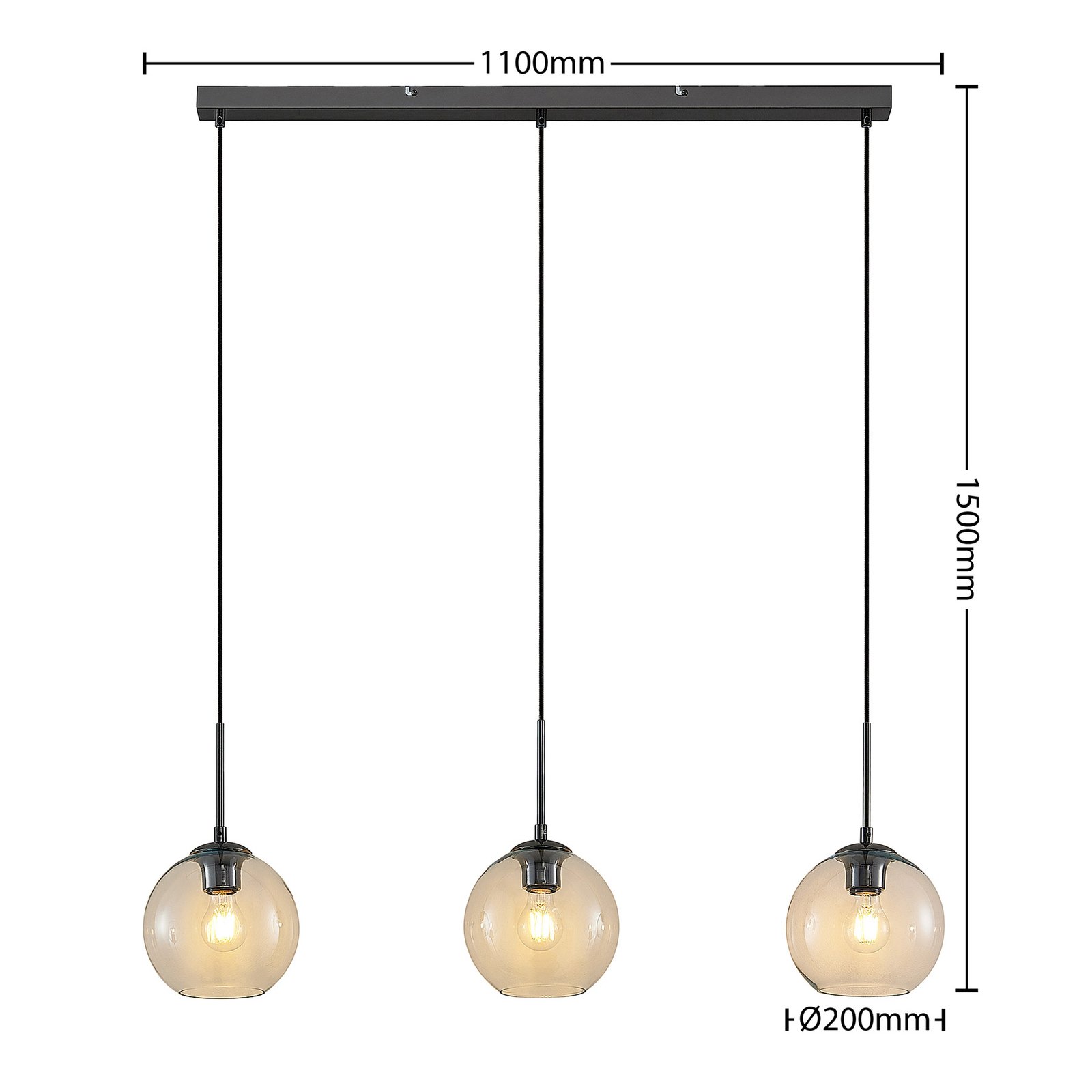 Firano 3 Pendelleuchte Clear/Metal - Lindby