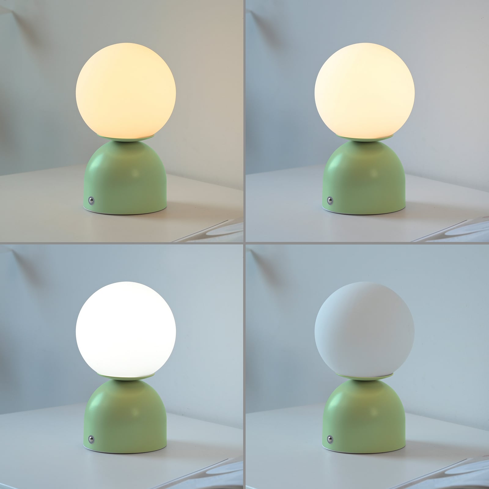 LED-akutoitel laualamp RUDI, roheline, kõrgus 20 cm, CCT, puutetundlik hämardus