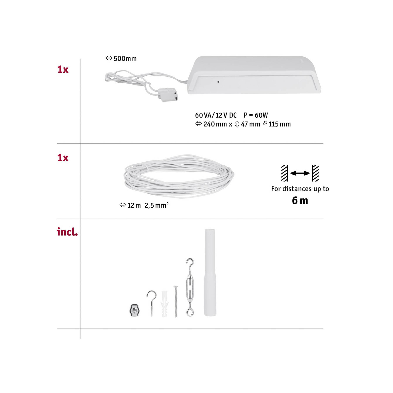 Paulmann Wire Basic-Set vaier, uten lamper hvit