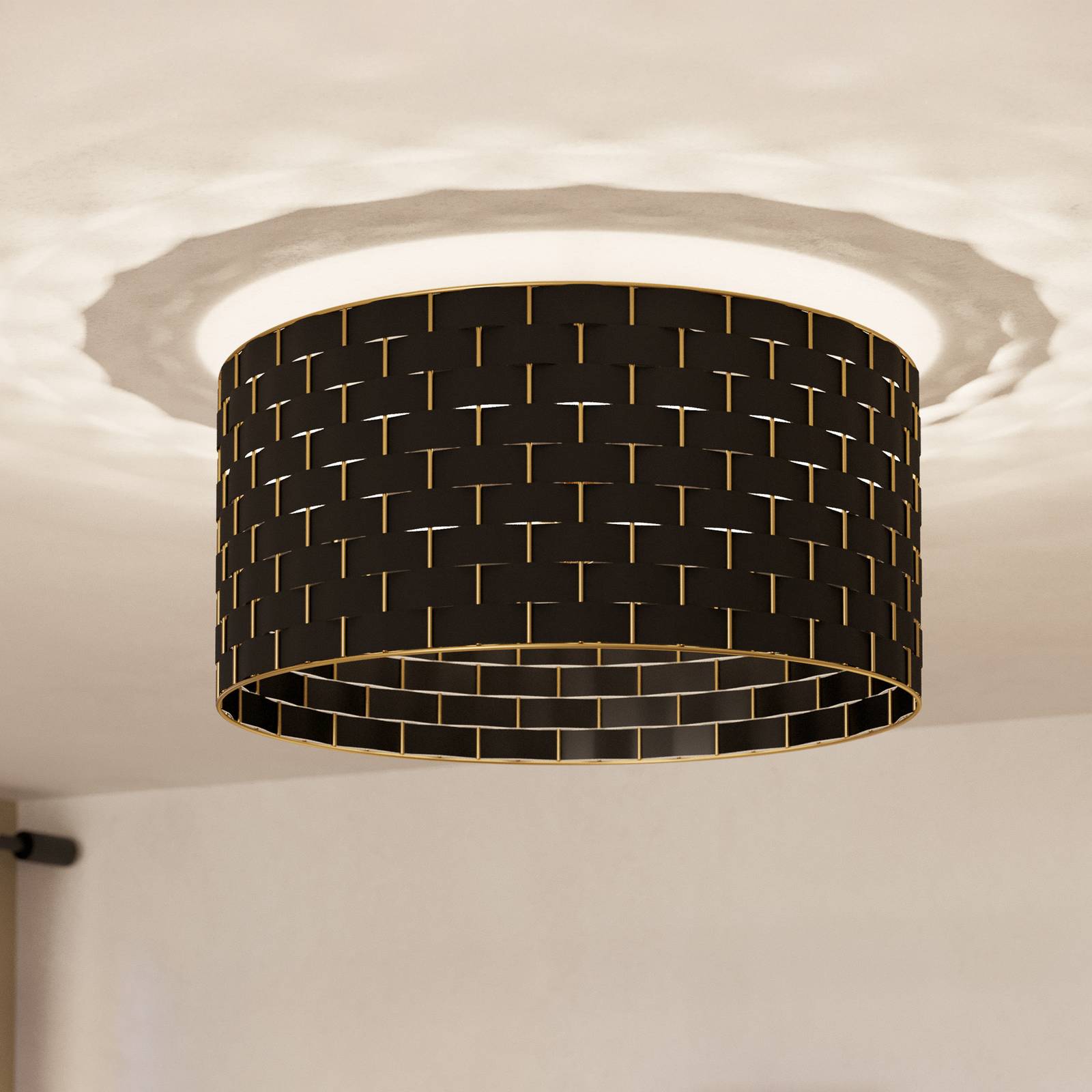 Deckenleuchte Marasales aus Textil schwarz/messing günstig online kaufen
