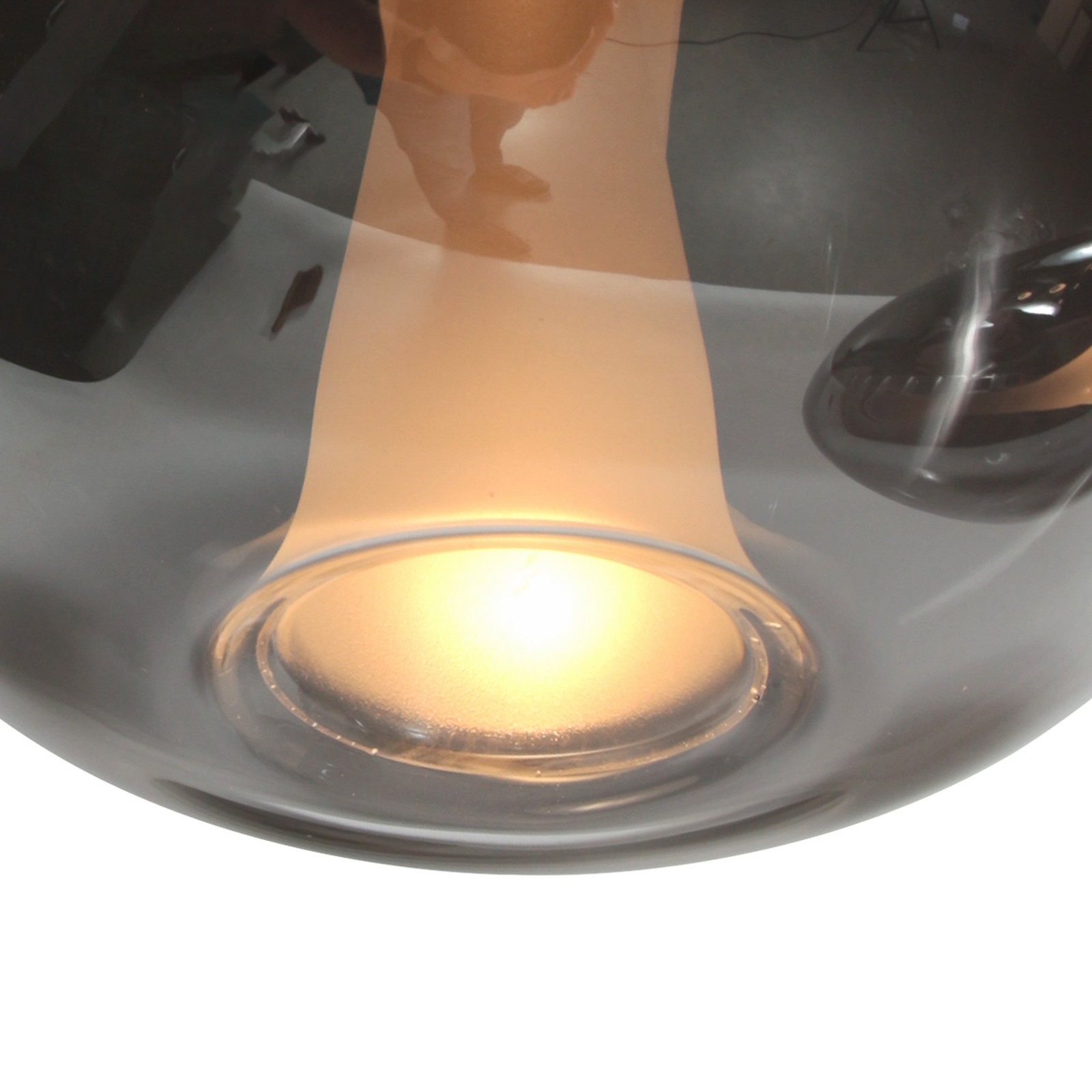 Lampada LED a sospensione Glimsy, 115 cm nero/vetro grigio fumo, a 5 luci.