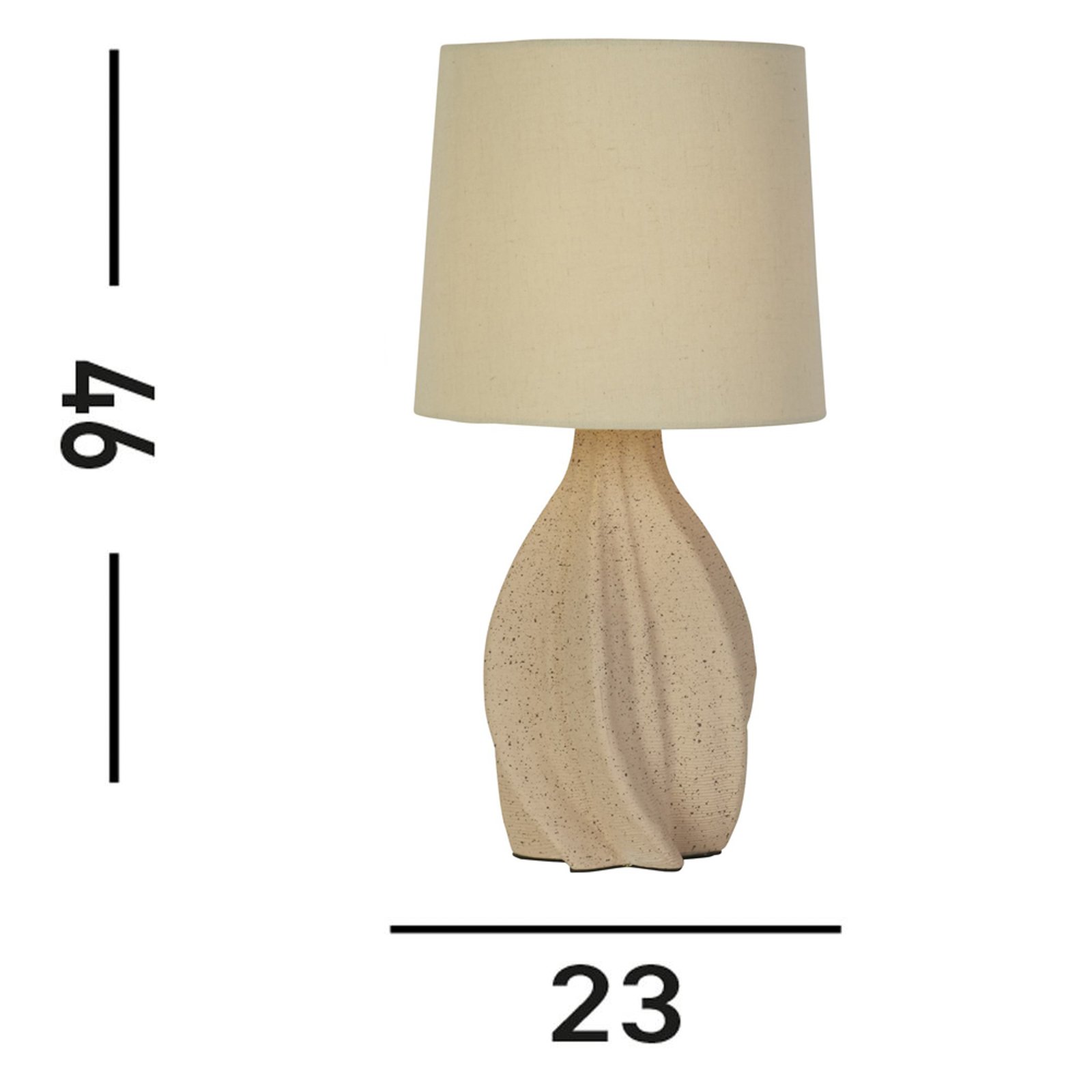 Lampada da tavolo Twist, beige, altezza 46 cm, tessuto/ceramica