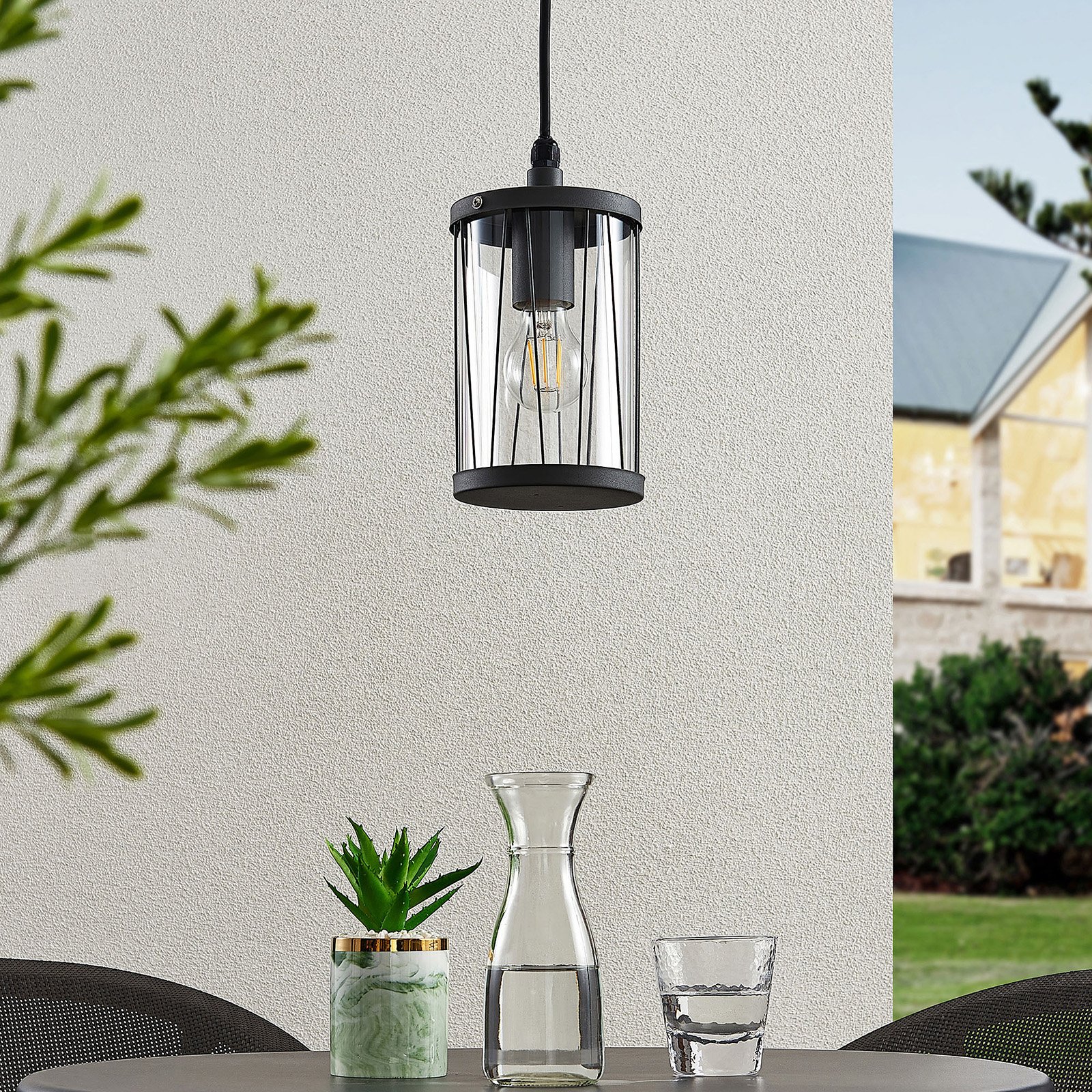Yonan Udendørs Pendant Dark Grey/Clear - Lindby