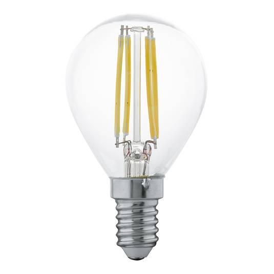 LED filament žiarovka E14 P45 4W, teplá biela číra