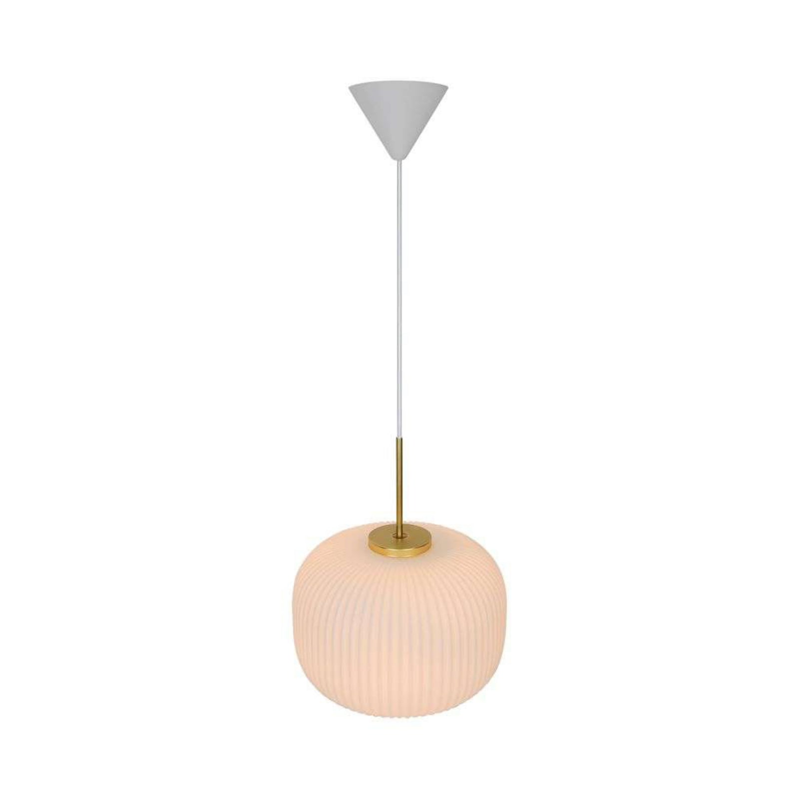 Colgante Milford, blanco opalino/latón, Ø 30 cm