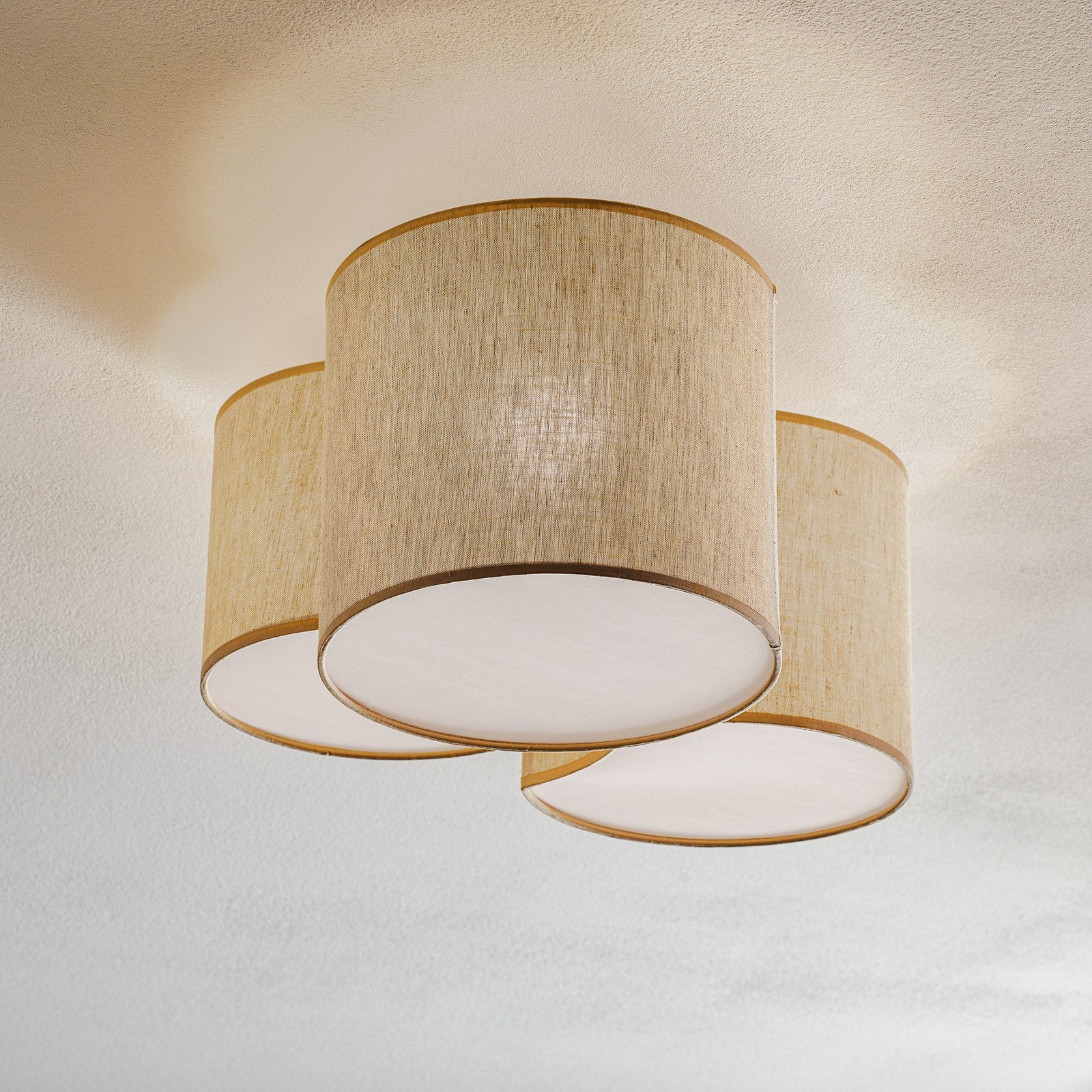 TK Lighting Plafonieră Mona Nature 3 becuri in natural - Camera de zi / sufragerie - Modern - Pânză naturală albă - Țesătură / Textil