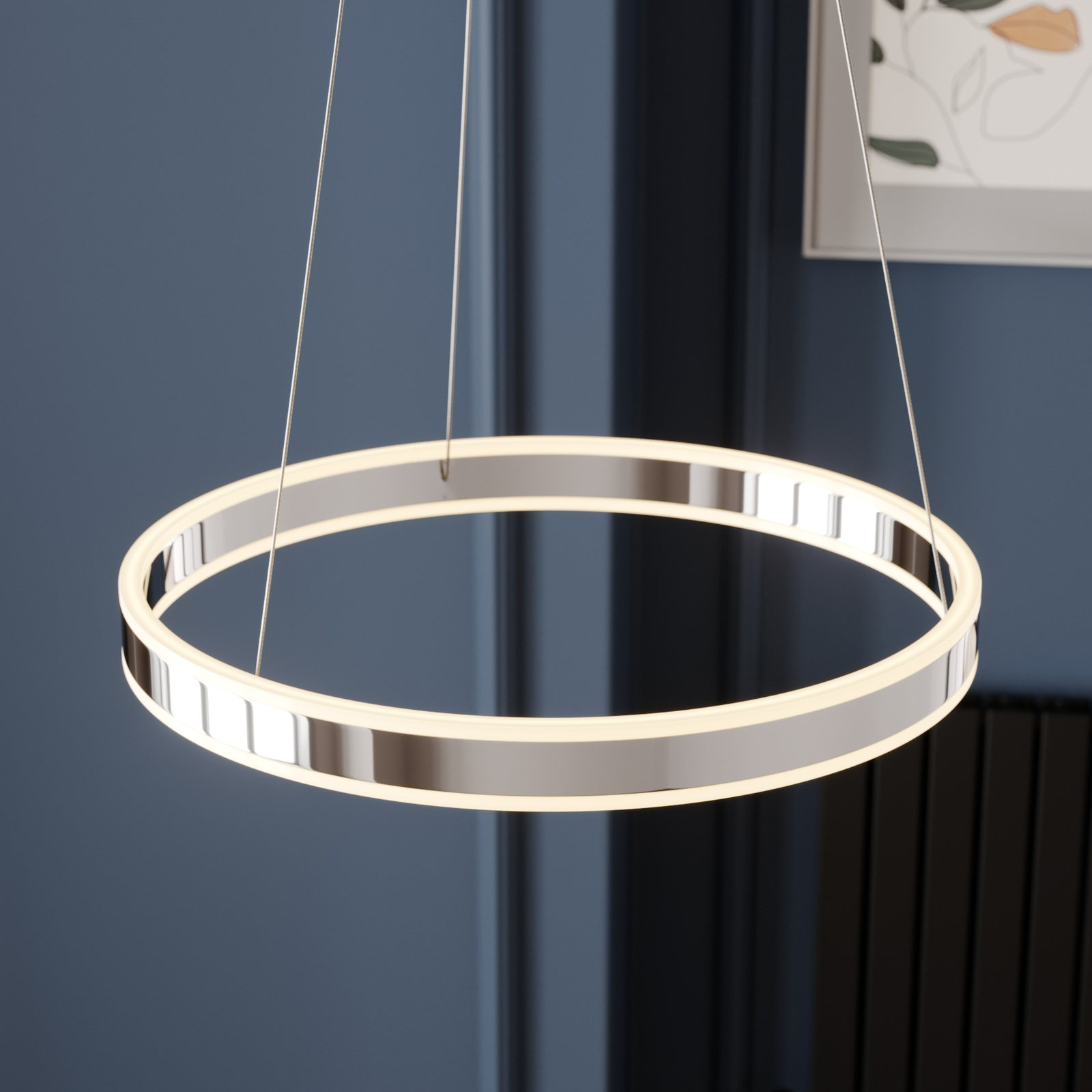 Suspension LED Lyani en chromé, dimmable, 50 cm