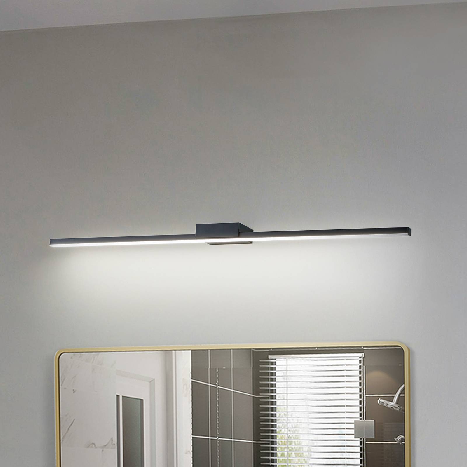 Lucande LED-Spiegelleuchte Kivana, schwarz, Aluminium, 90 cm günstig online kaufen