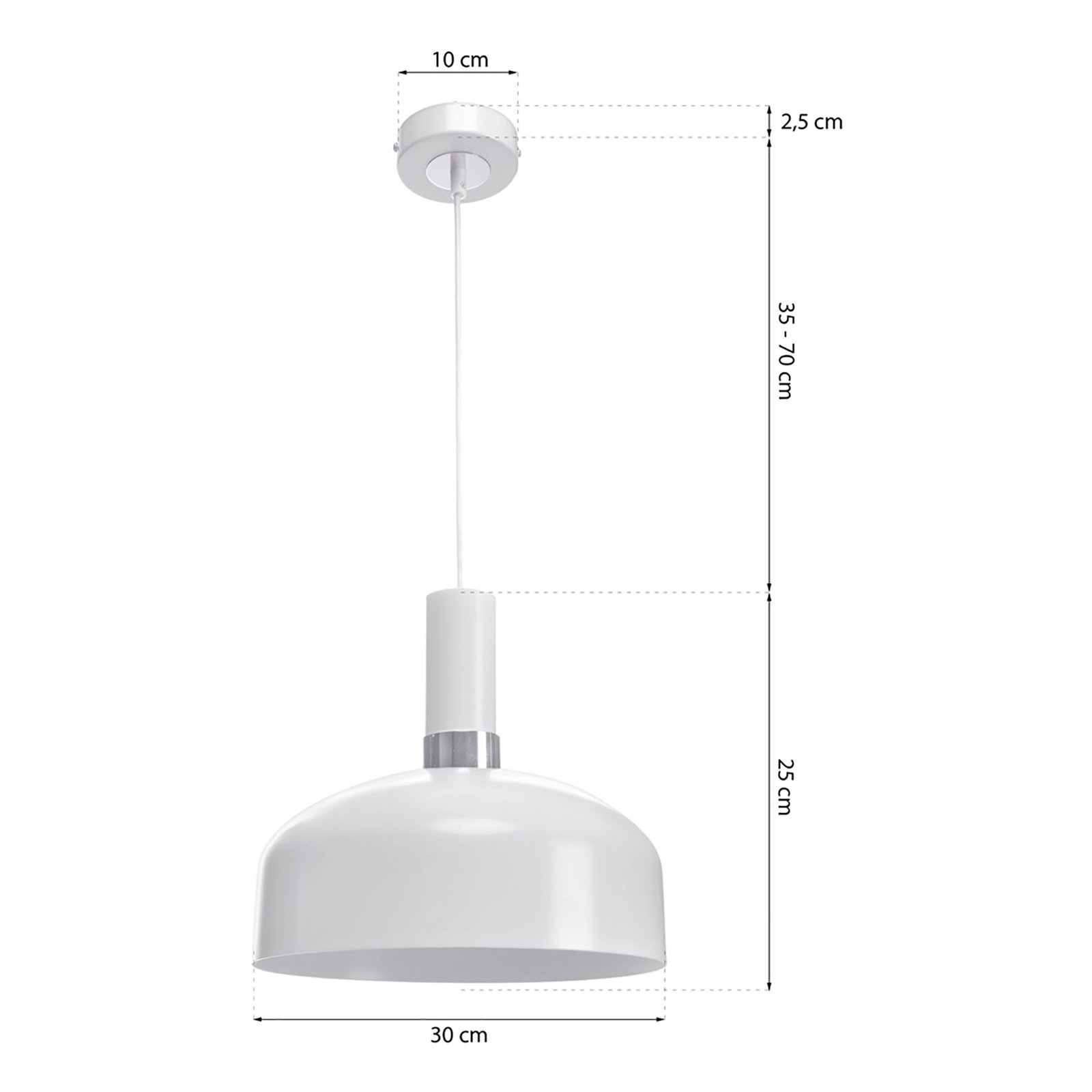 Malmo pendant light, white lampshade