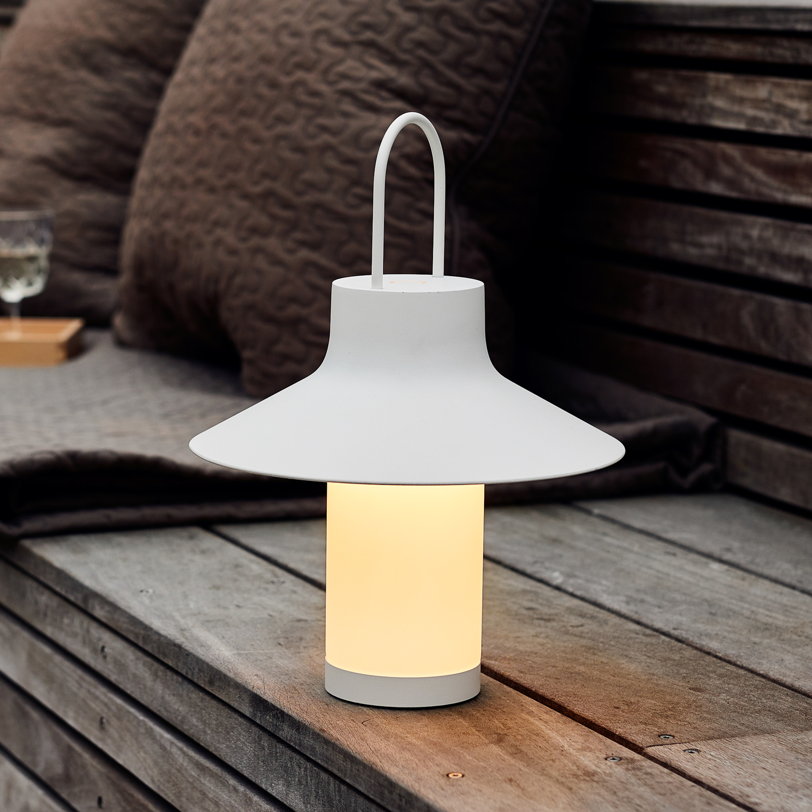 LOOM DESIGN LED dobíjacia stolová lampa Shadow Large, biela, IP65