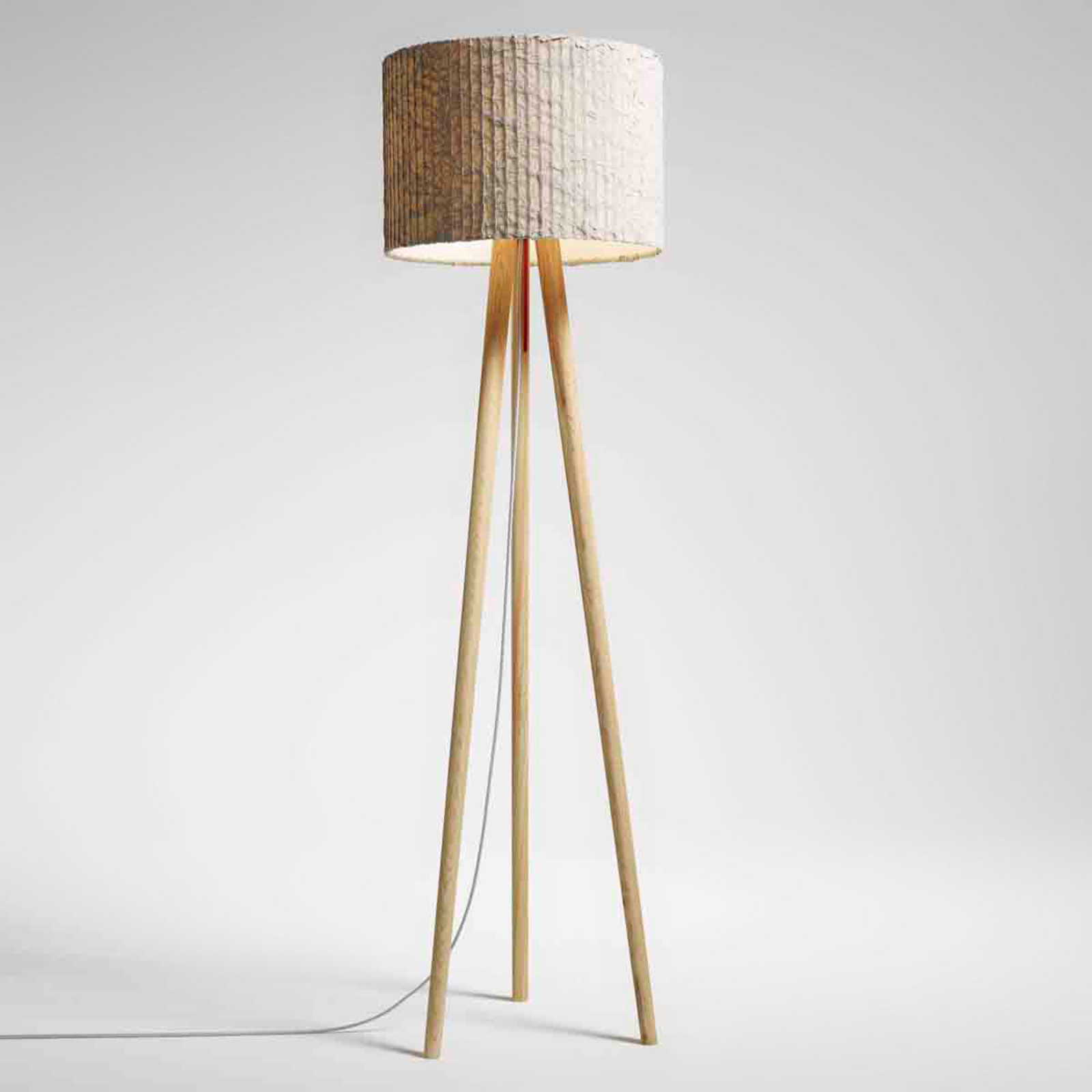 Domus Floor lamp Sten Cloud pebble white oak, for Living / Dining Room, Trevira, white oak, E27, 105 W, energy efficiency: A++, H: 153 cm