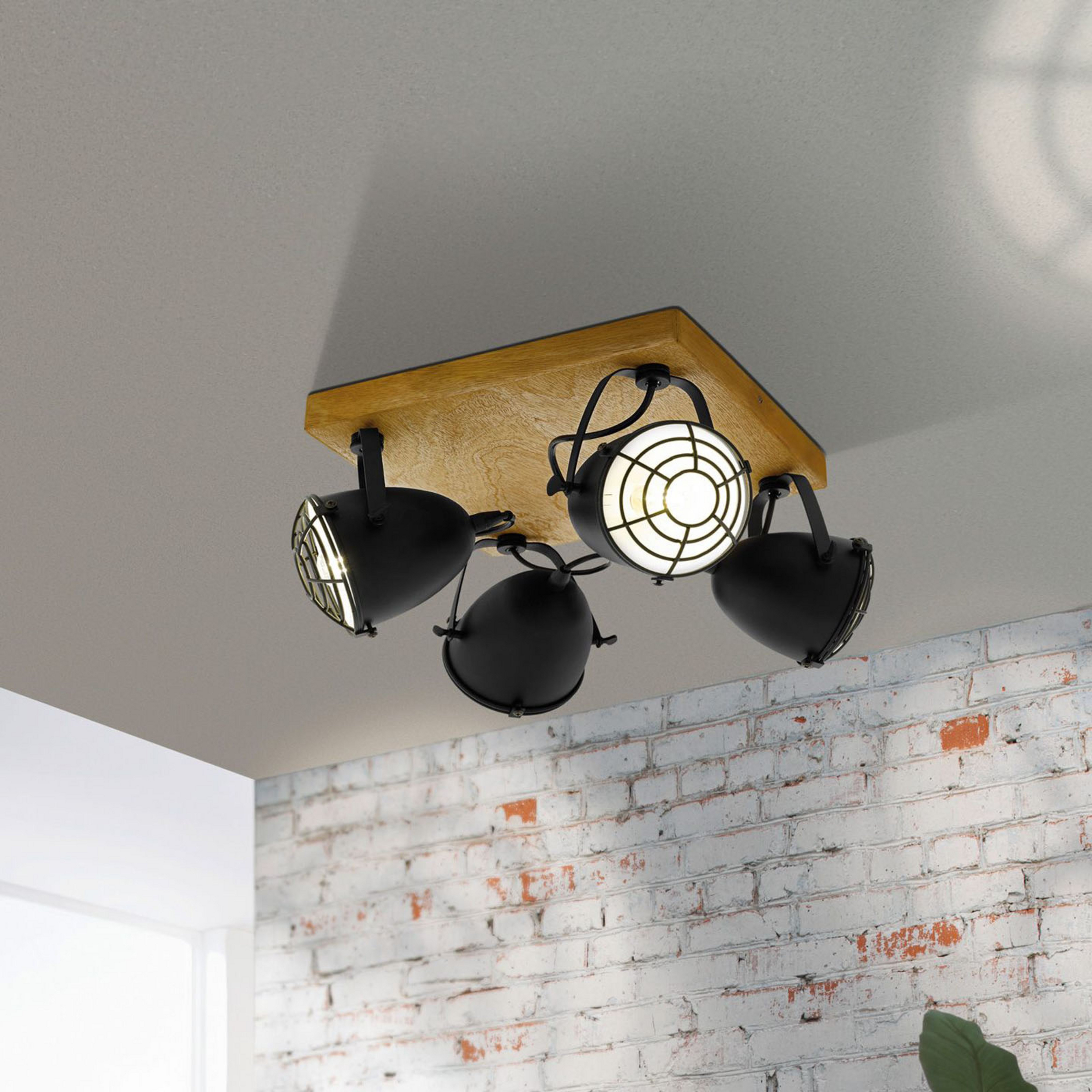 Faretto Gatebeck, legno e metallo, 4 luci