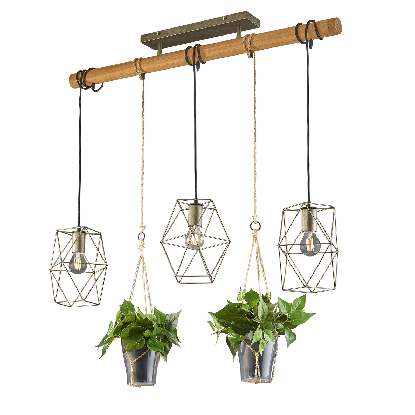 Oprichter reservoir residu Hanglamp Plant, 3-lamps met glas voor decoratie | Lampen24.nl