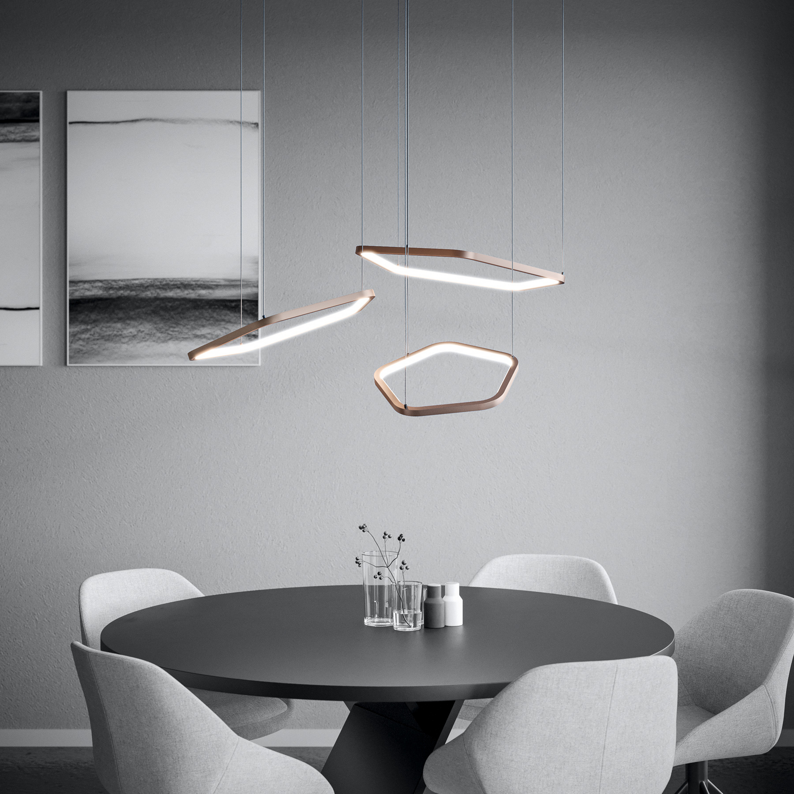 Závěsné světlo Stars of Light Estrella, bronzová, 3 žárovky, CCT