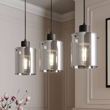 Lindby Kourtney hængelampe, glasskærm, 3 lyskilder
