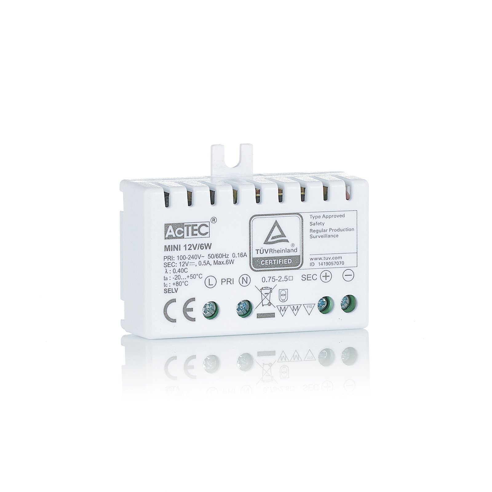 AcTEC Mini transformador LED CV 12V, 6W, IP20