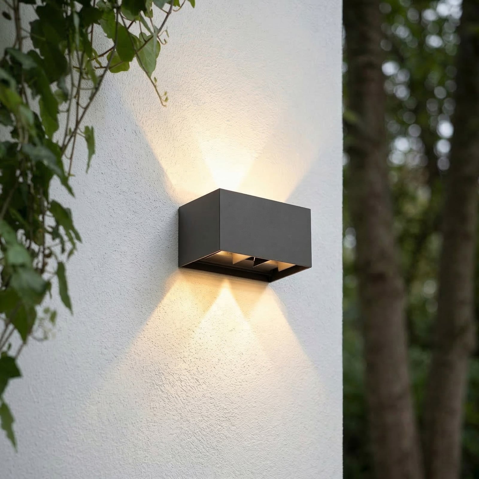 Nivar utendørs LED-vegglampe, svart, 4 lyskilder, 20 cm, IP54 – Lindby