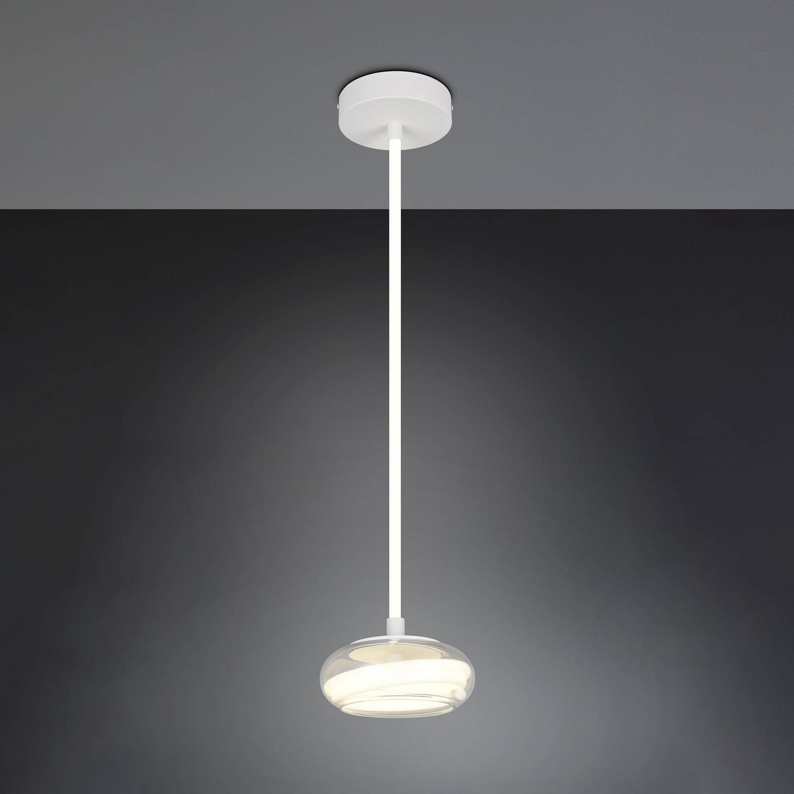 Trio Lighting Suspension LED Tarsia, blanc mat, Ø 21 cm, verre