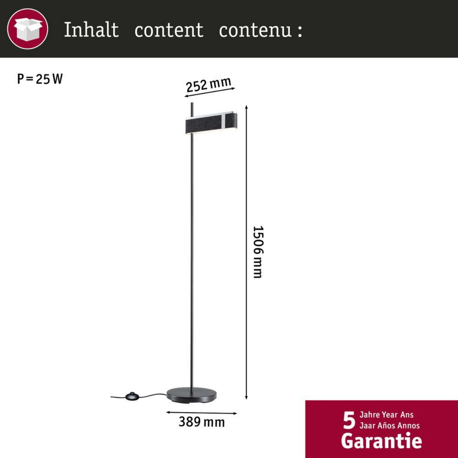 Jagun LED Candeeiro de Pé 3-Step-Dim Antracite - Paulmann