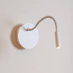 LED battery wall spotlight Jolijn, white, flexible arm, Ø 11 cm, magnet