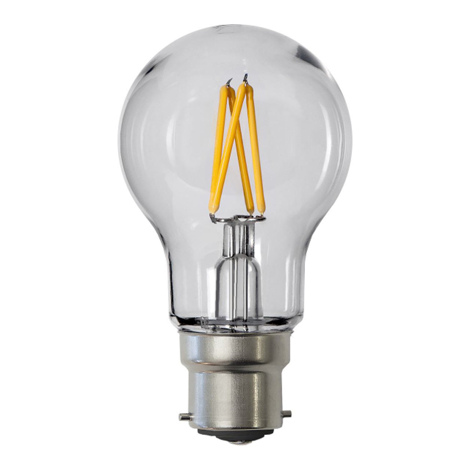 Bombilla LED con filamento, A55, B22, 2,4 W, transparente, 2.700 K