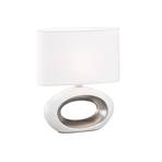 Lampe table Coba ovale tissu blanc détails chromés