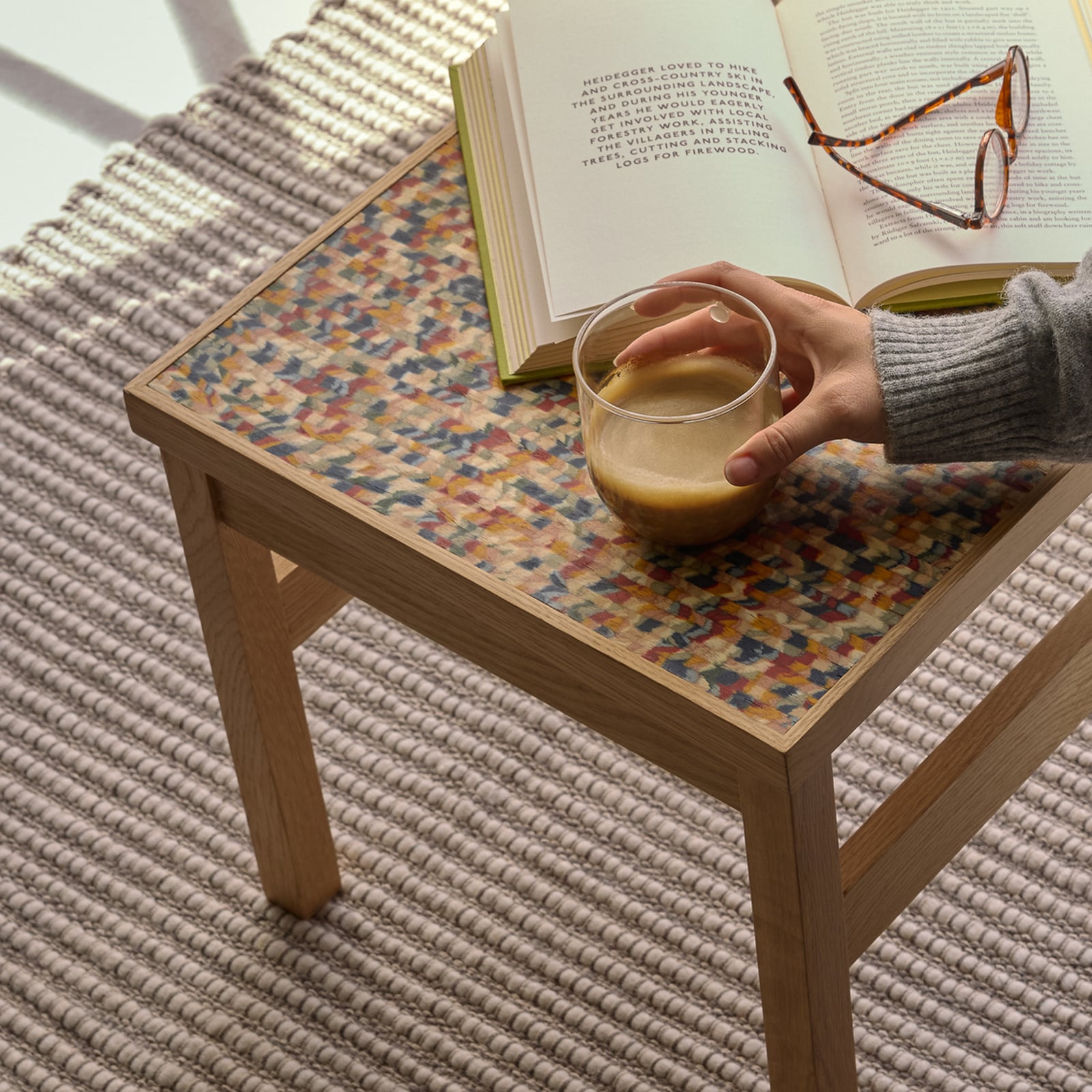 Tavolino Confetti color naturale/colorato, altezza 38 cm - Hübsch