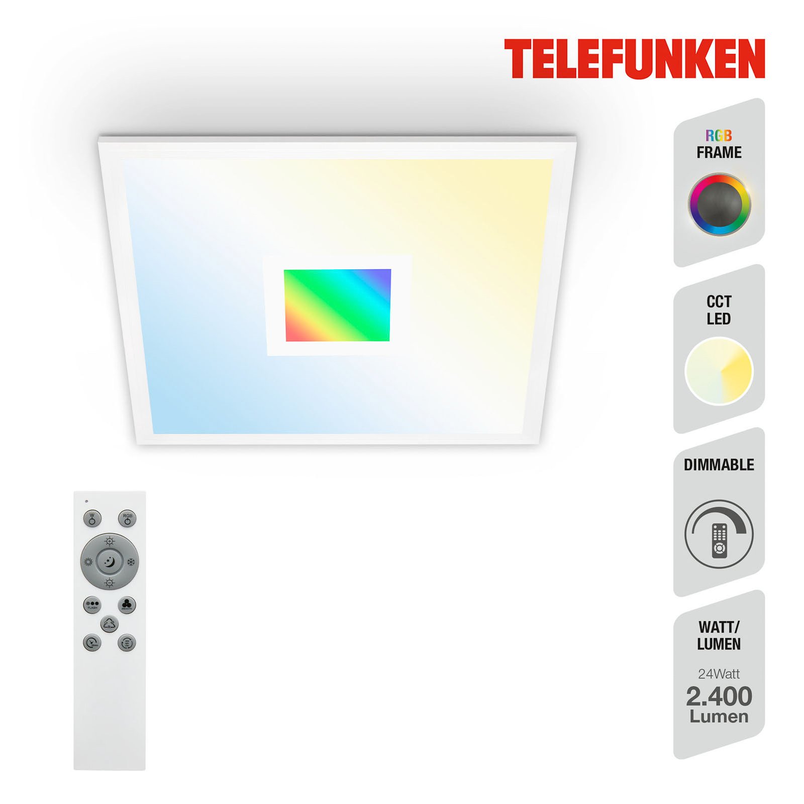 LED panel Centrelight biely Diaľkové ovládanie CCT RGB 45x45cm