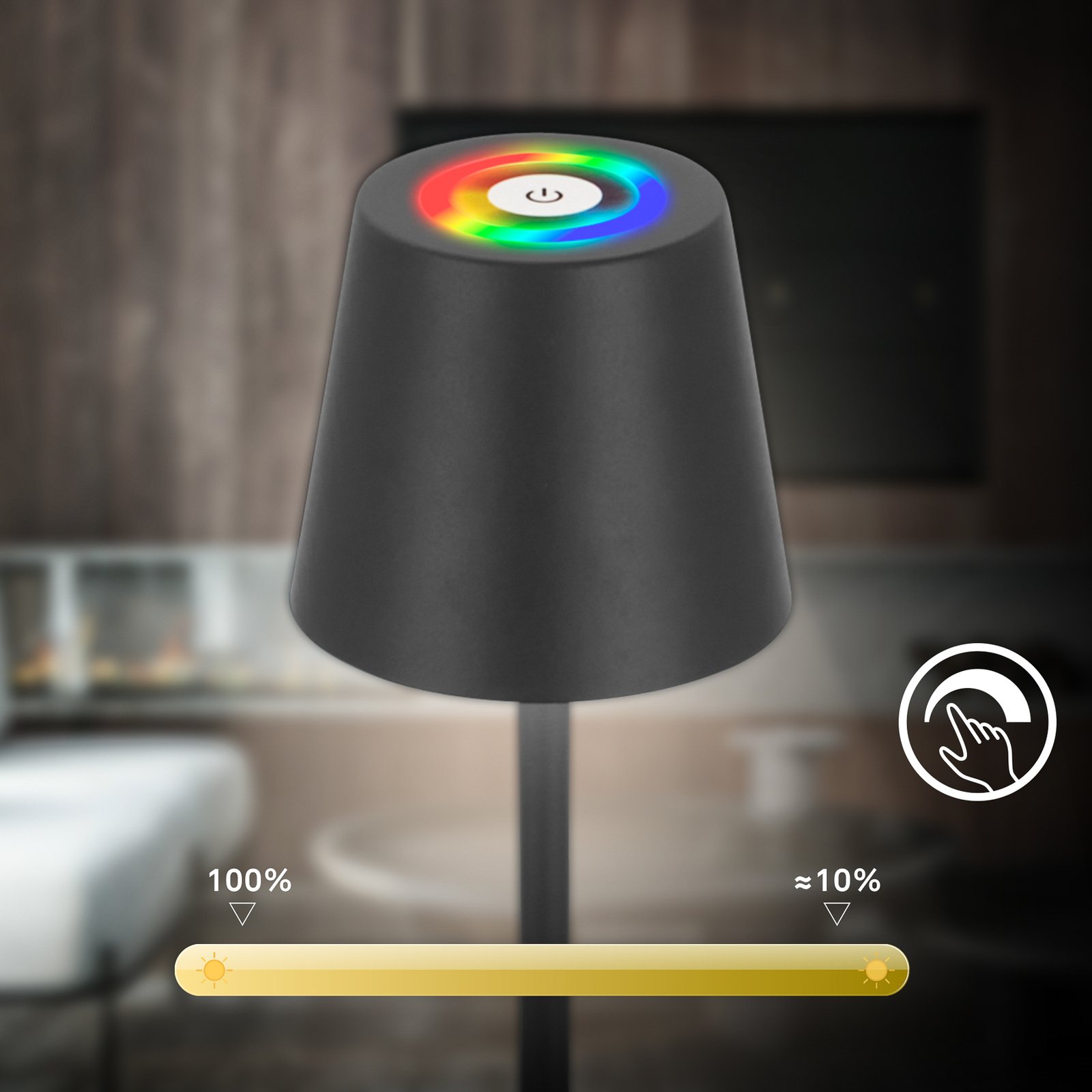 LED laetav põrandalamp Coloris, must, RGB, dimmer, IP44, USB